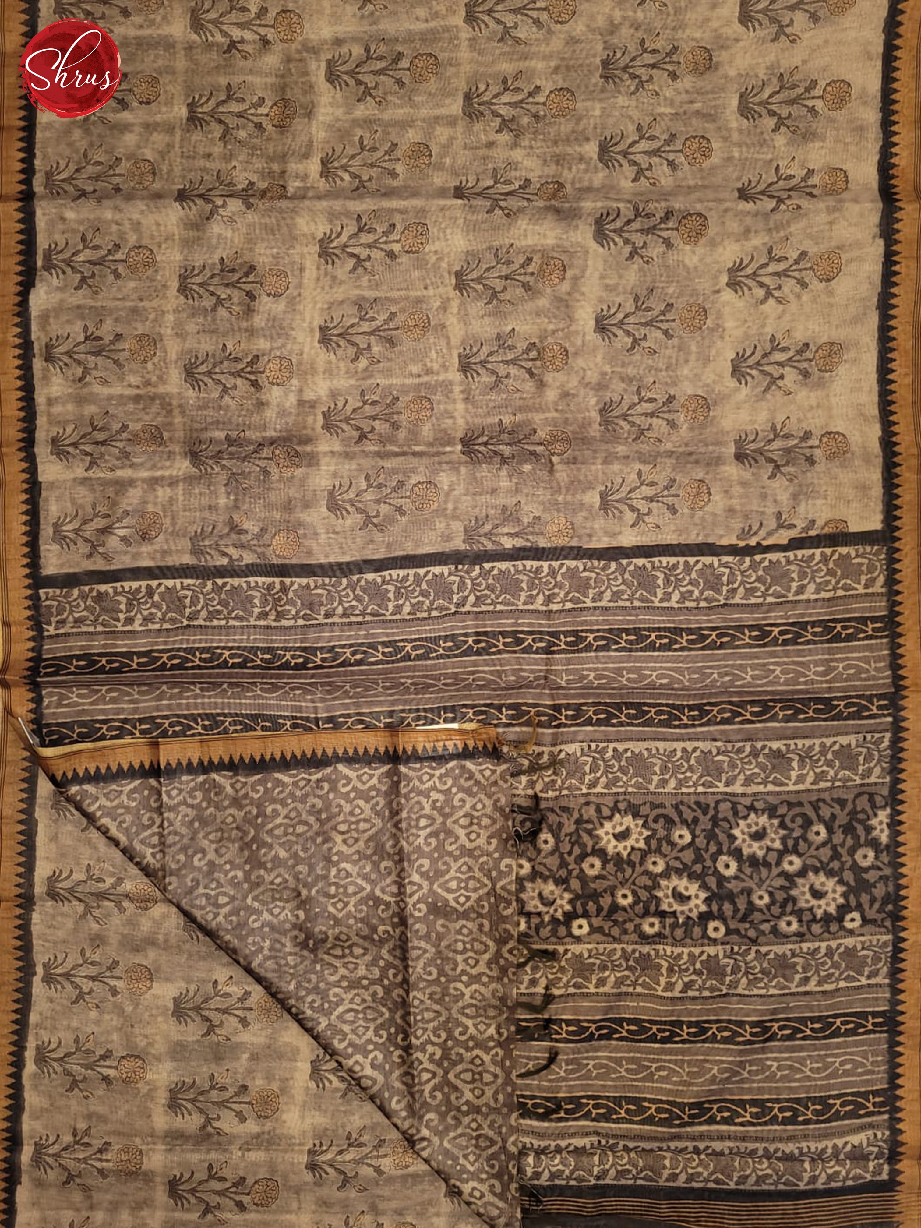 Light Brown & Black - Semi gicha Saree - Shop on ShrusEternity.com
