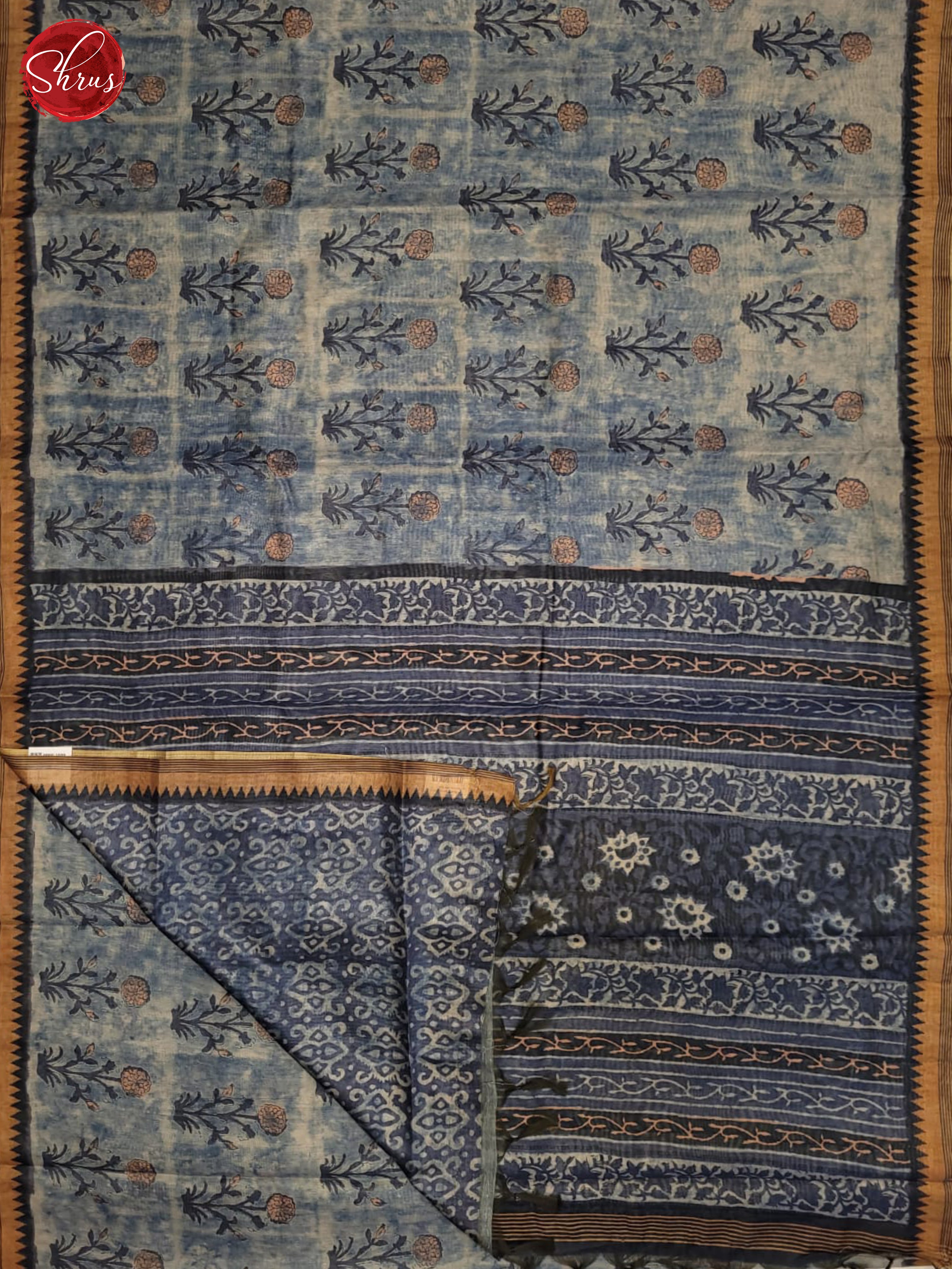 Blue& Black - Semi gicha Saree - Shop on ShrusEternity.com