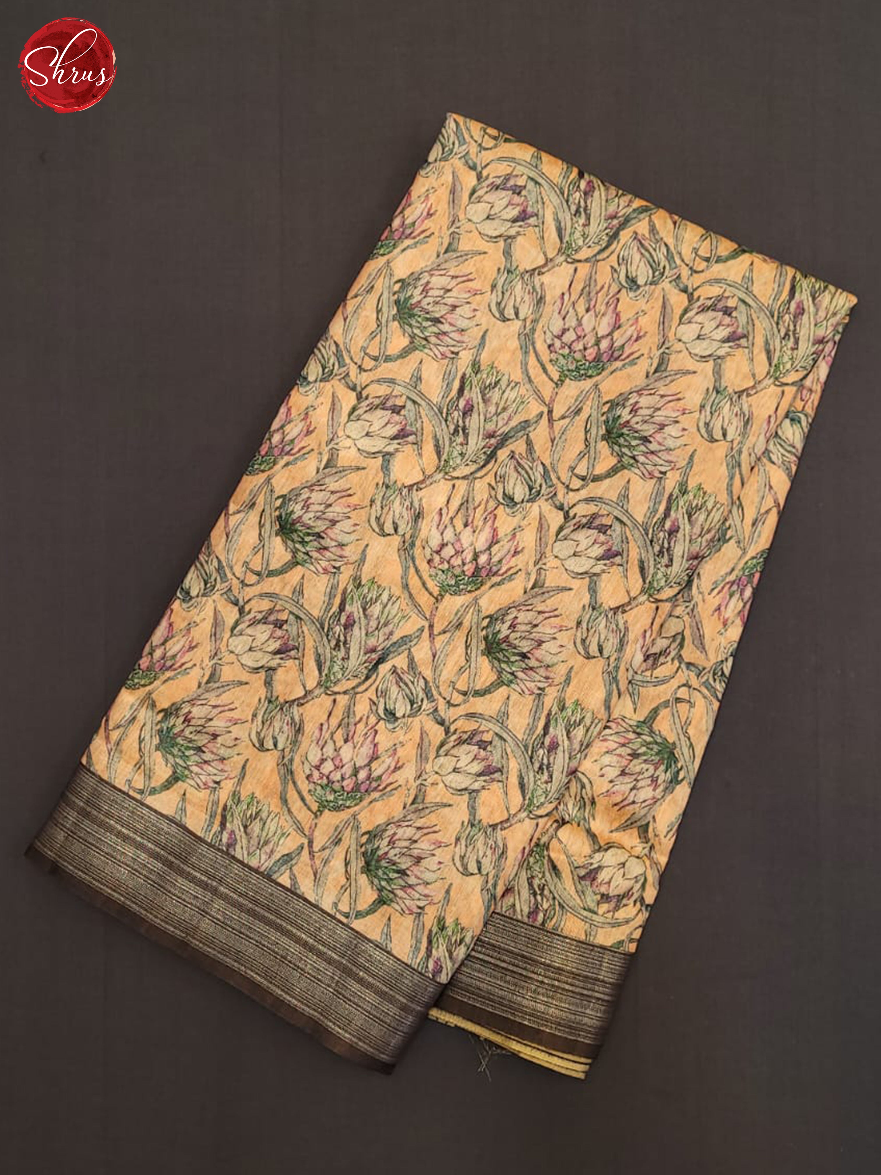 Peach & Brown - Semi gicha Saree - Shop on ShrusEternity.com