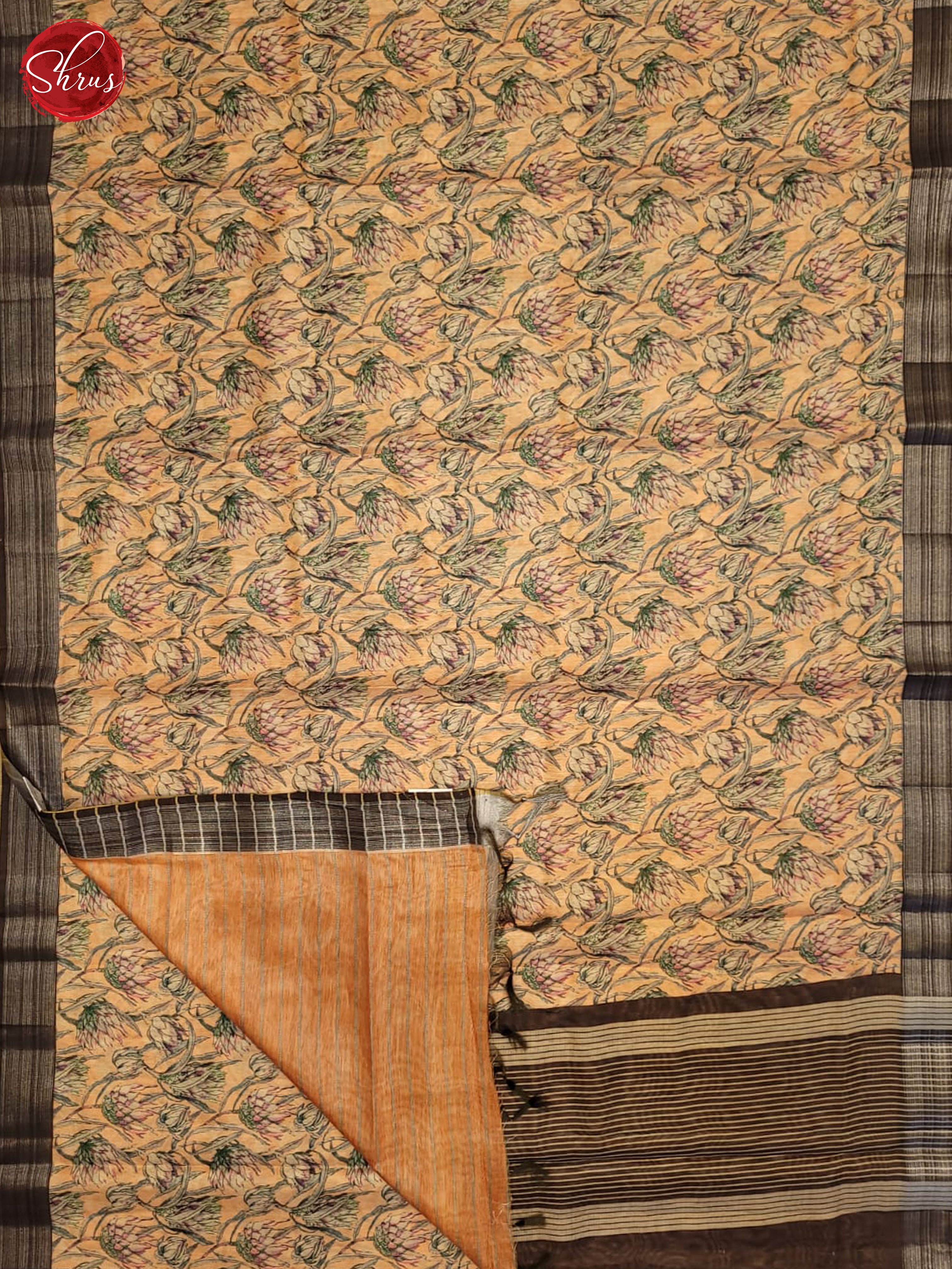 Peach & Brown - Semi gicha Saree - Shop on ShrusEternity.com