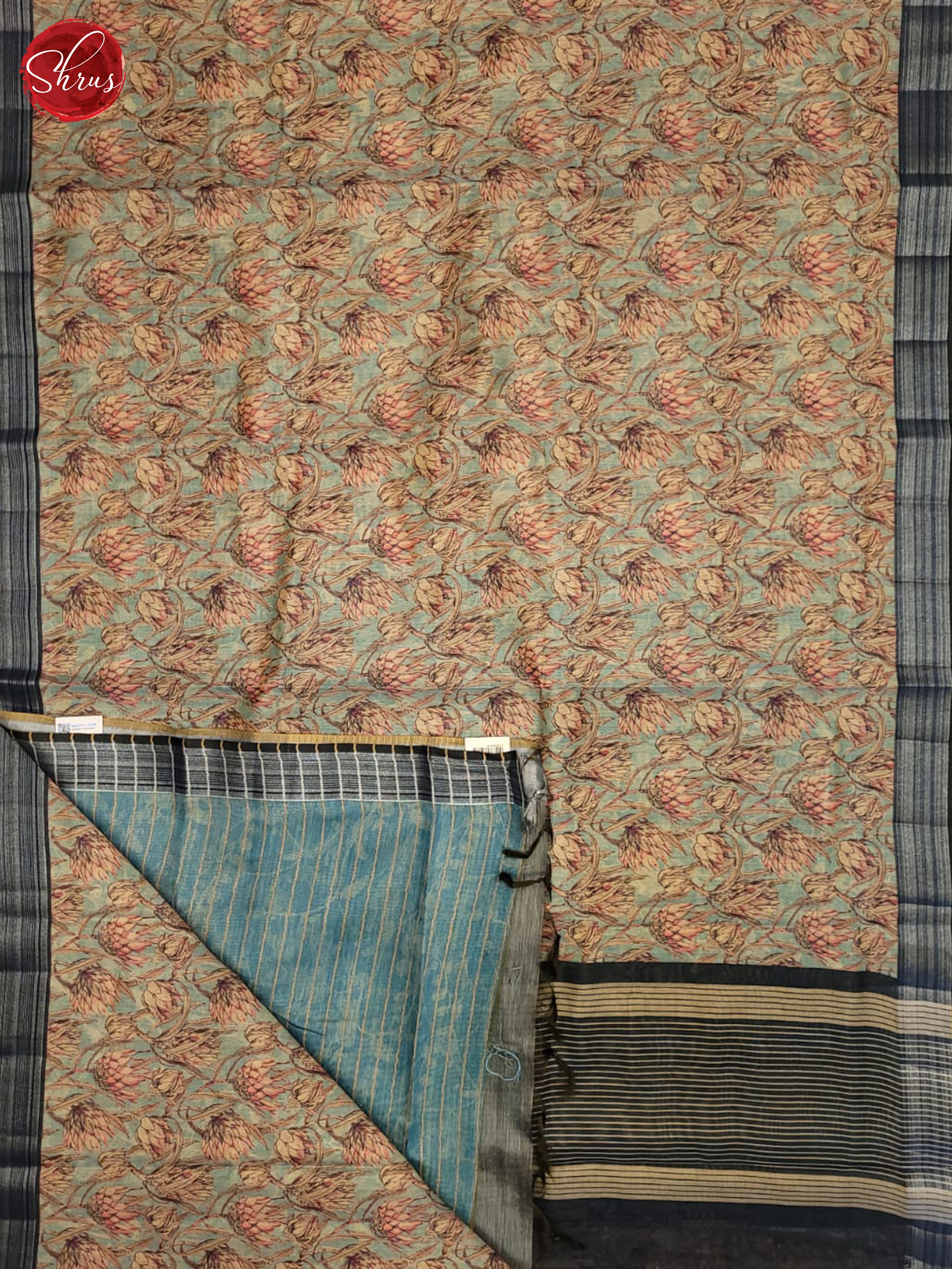 Light Blue & Blue - Semi gicha Saree - Shop on ShrusEternity.com