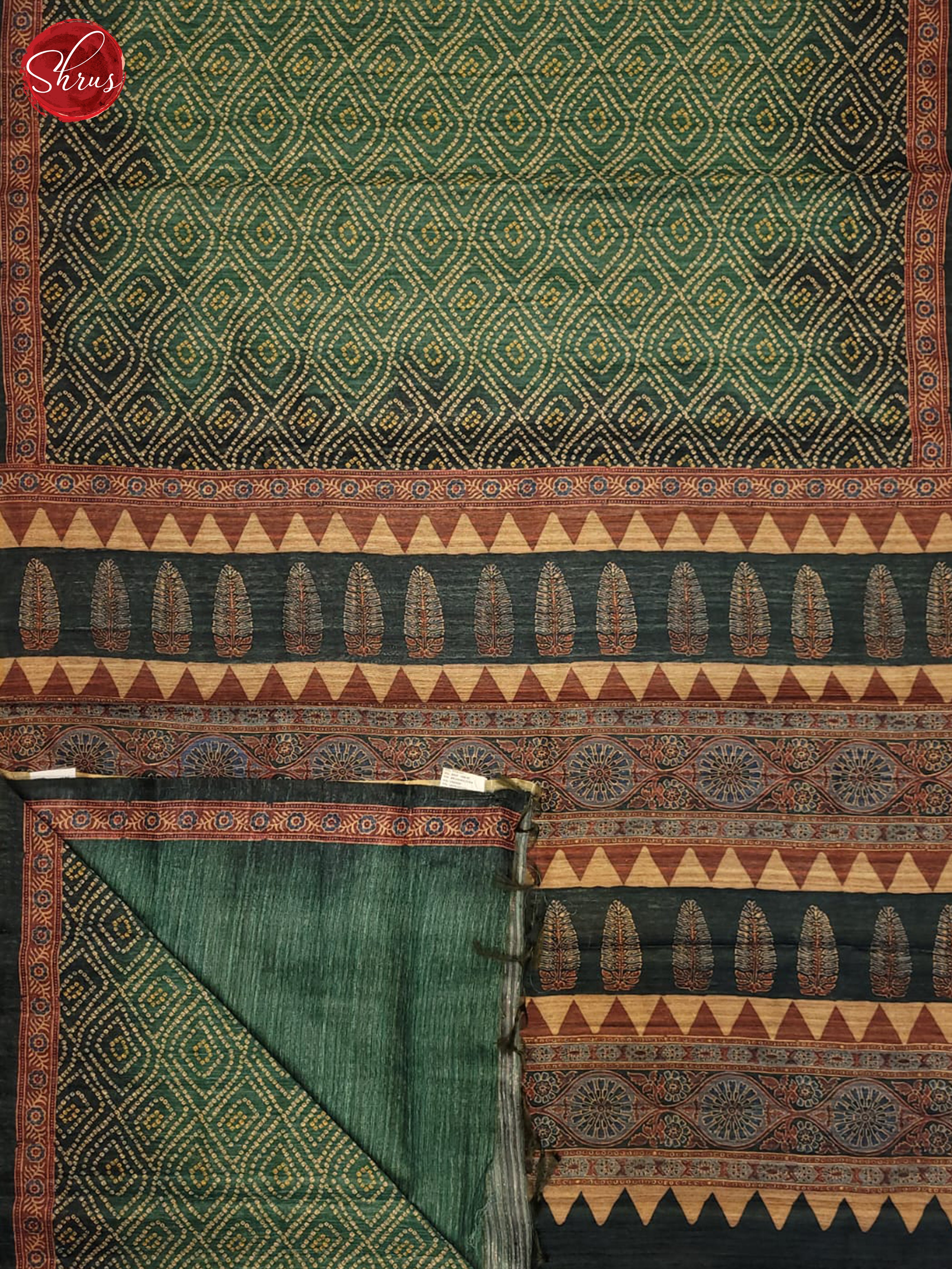 Green & Brown - Semi gicha Saree - Shop on ShrusEternity.com