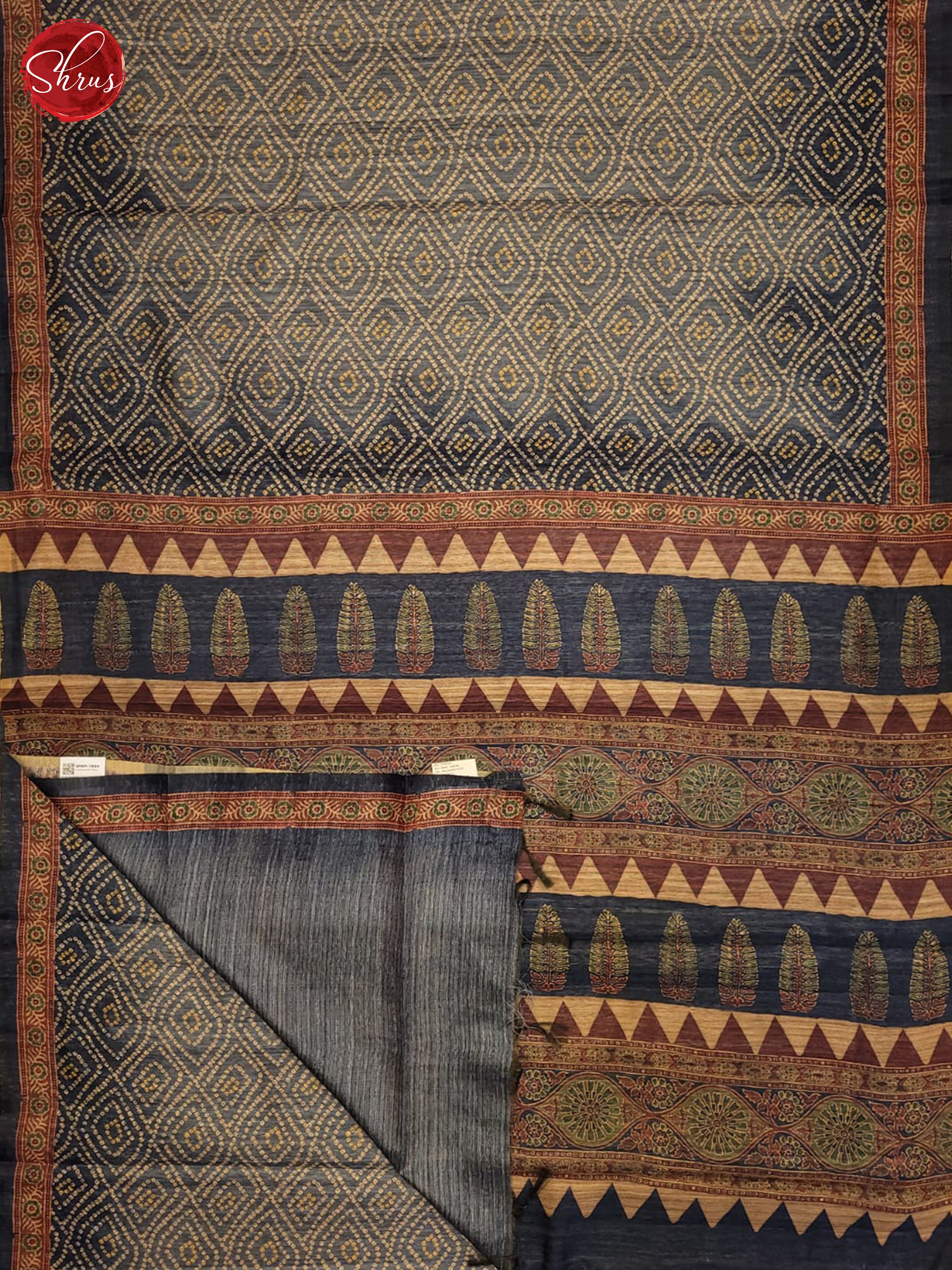 Blue & Brown - Semi gicha Saree - Shop on ShrusEternity.com