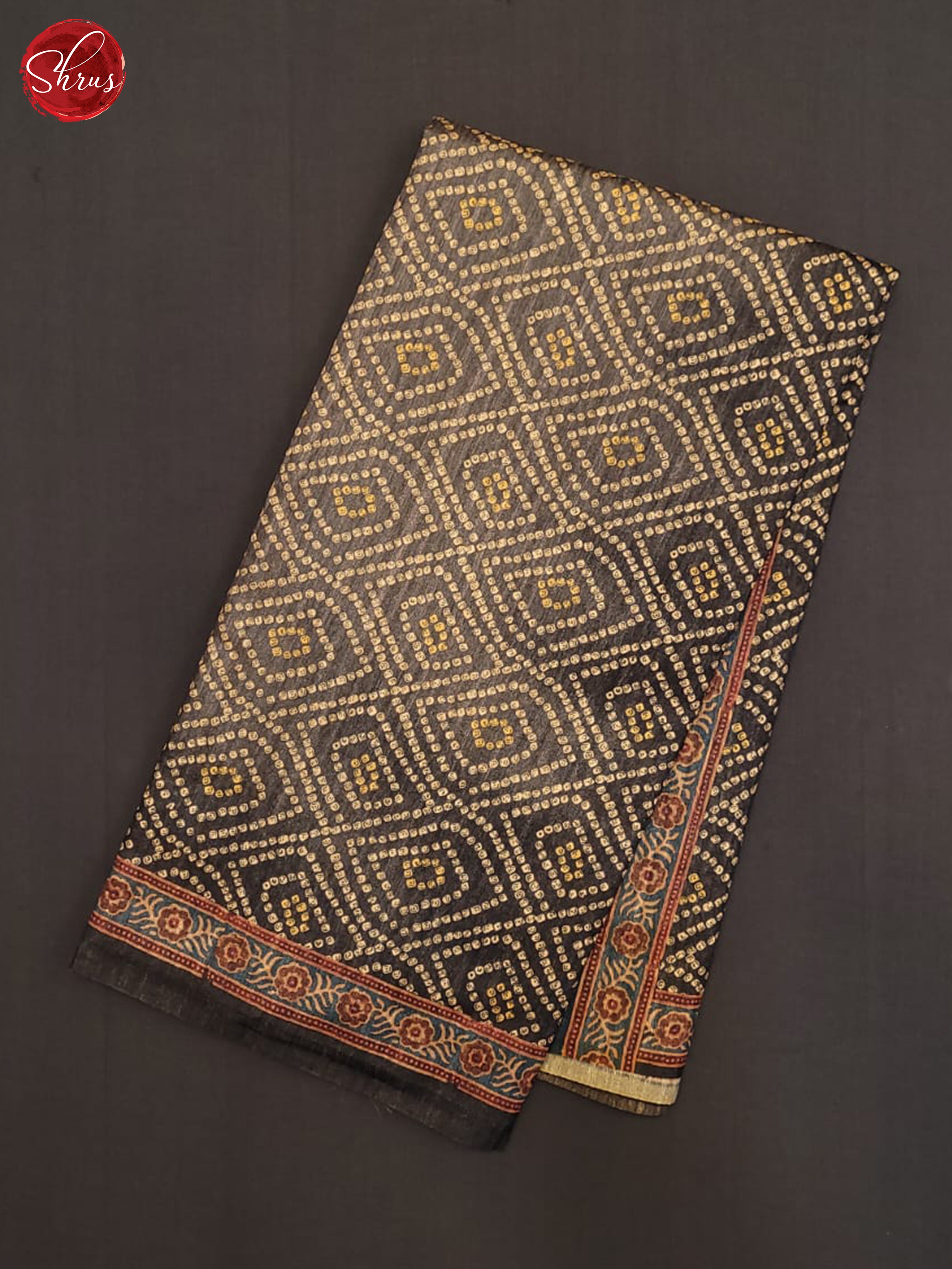 Beige & Black - Semi gicha Saree - Shop on ShrusEternity.com