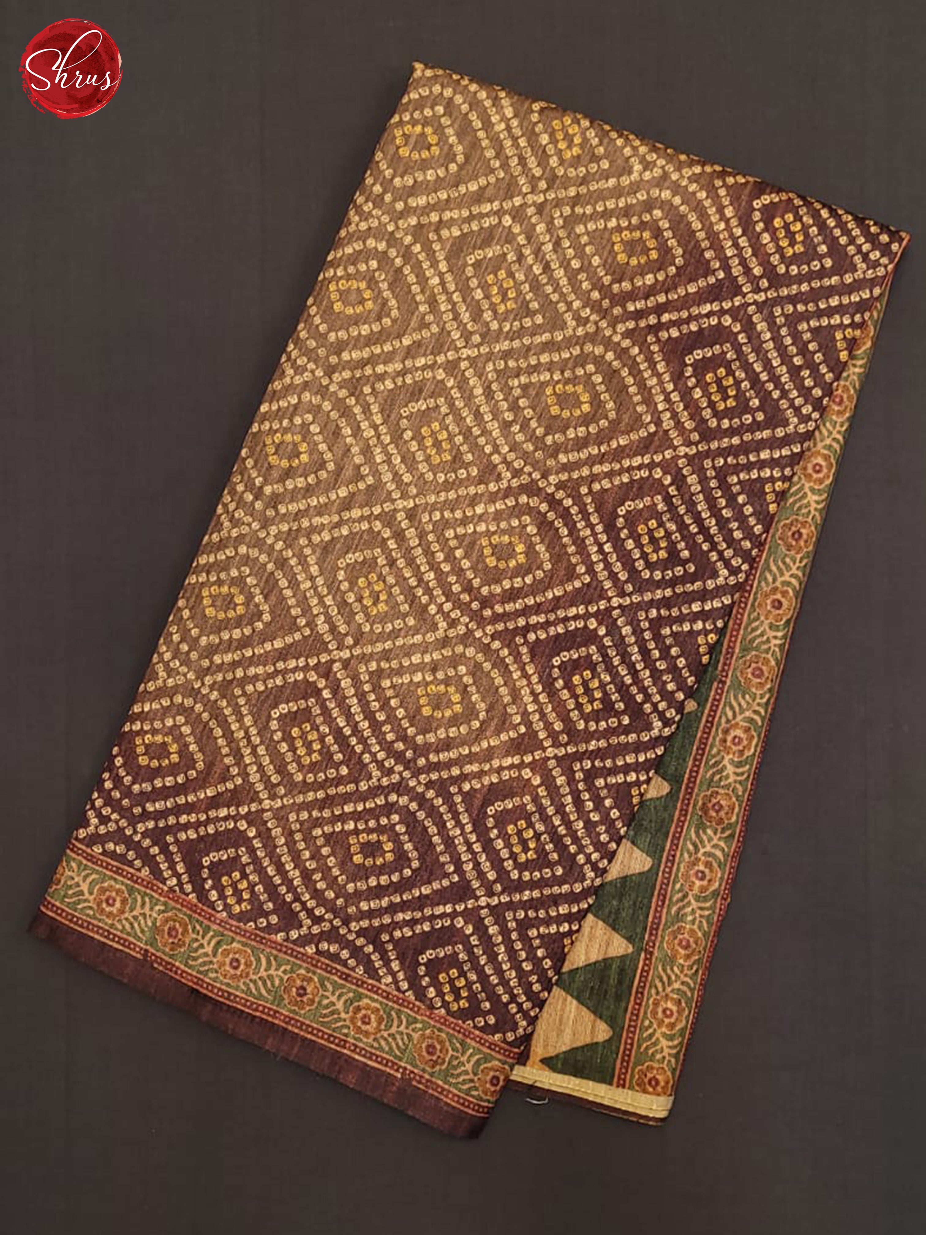 Brown - Semi gicha Saree - Shop on ShrusEternity.com