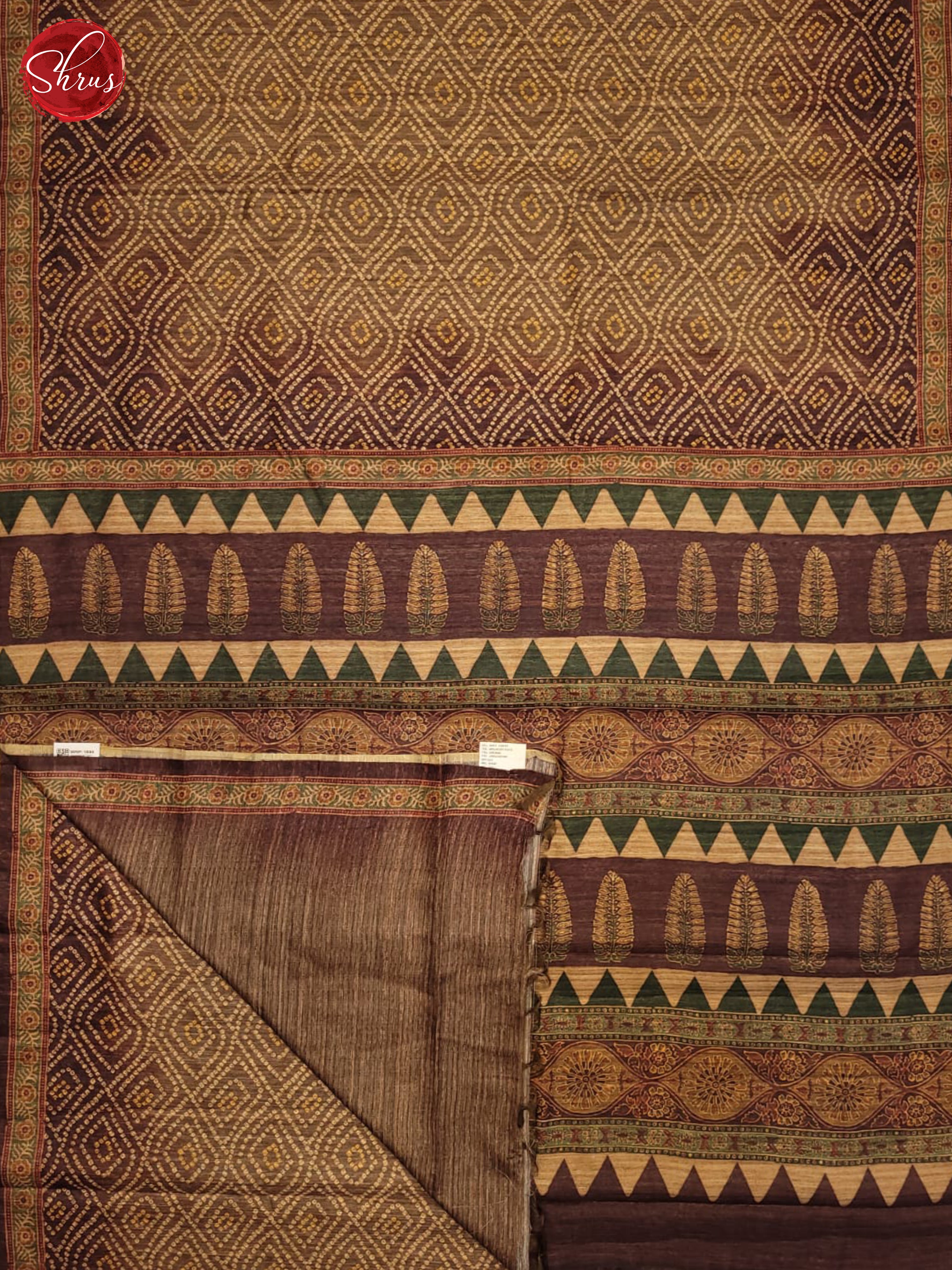 Brown - Semi gicha Saree - Shop on ShrusEternity.com