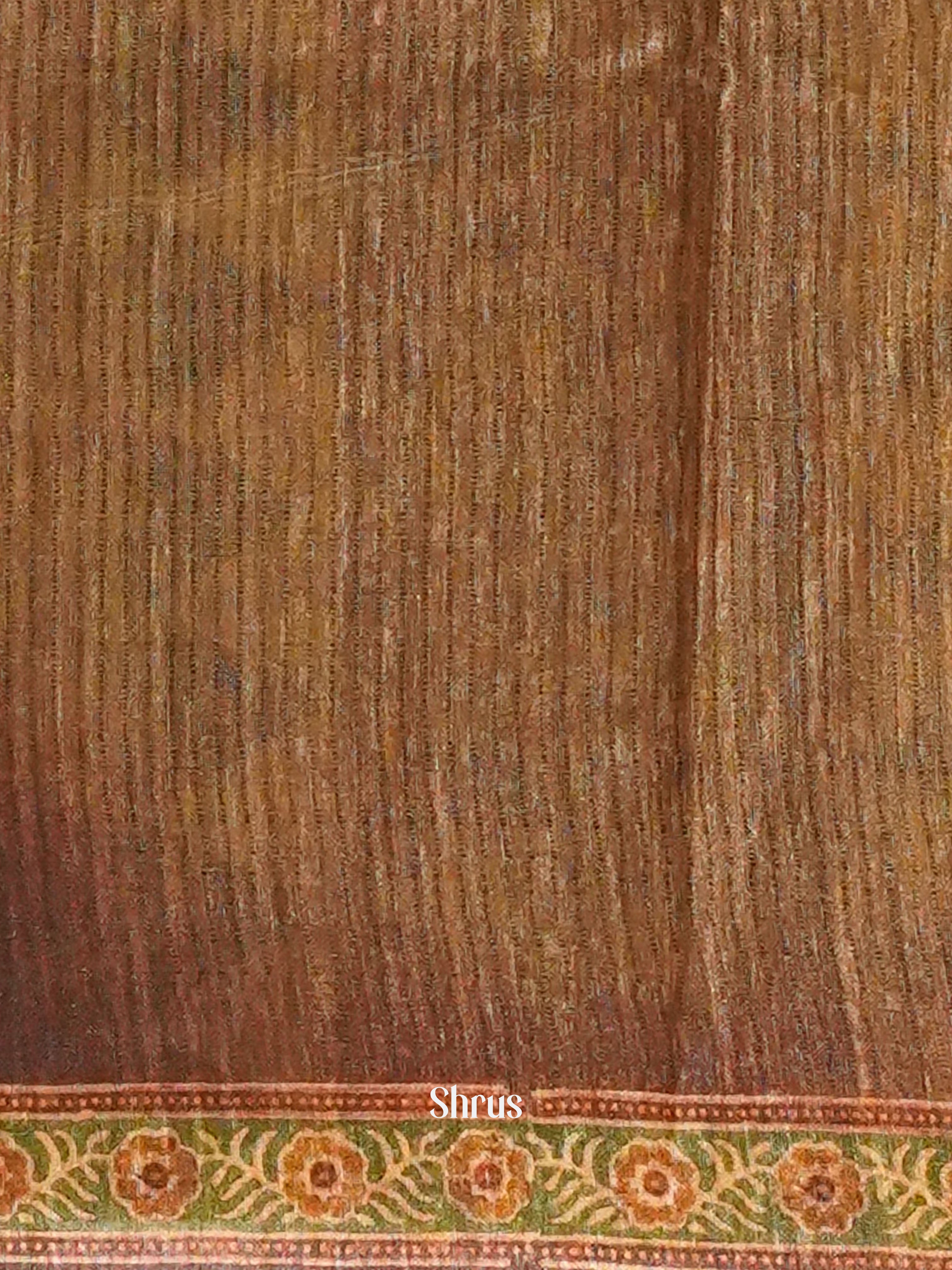 Brown - Semi gicha Saree - Shop on ShrusEternity.com