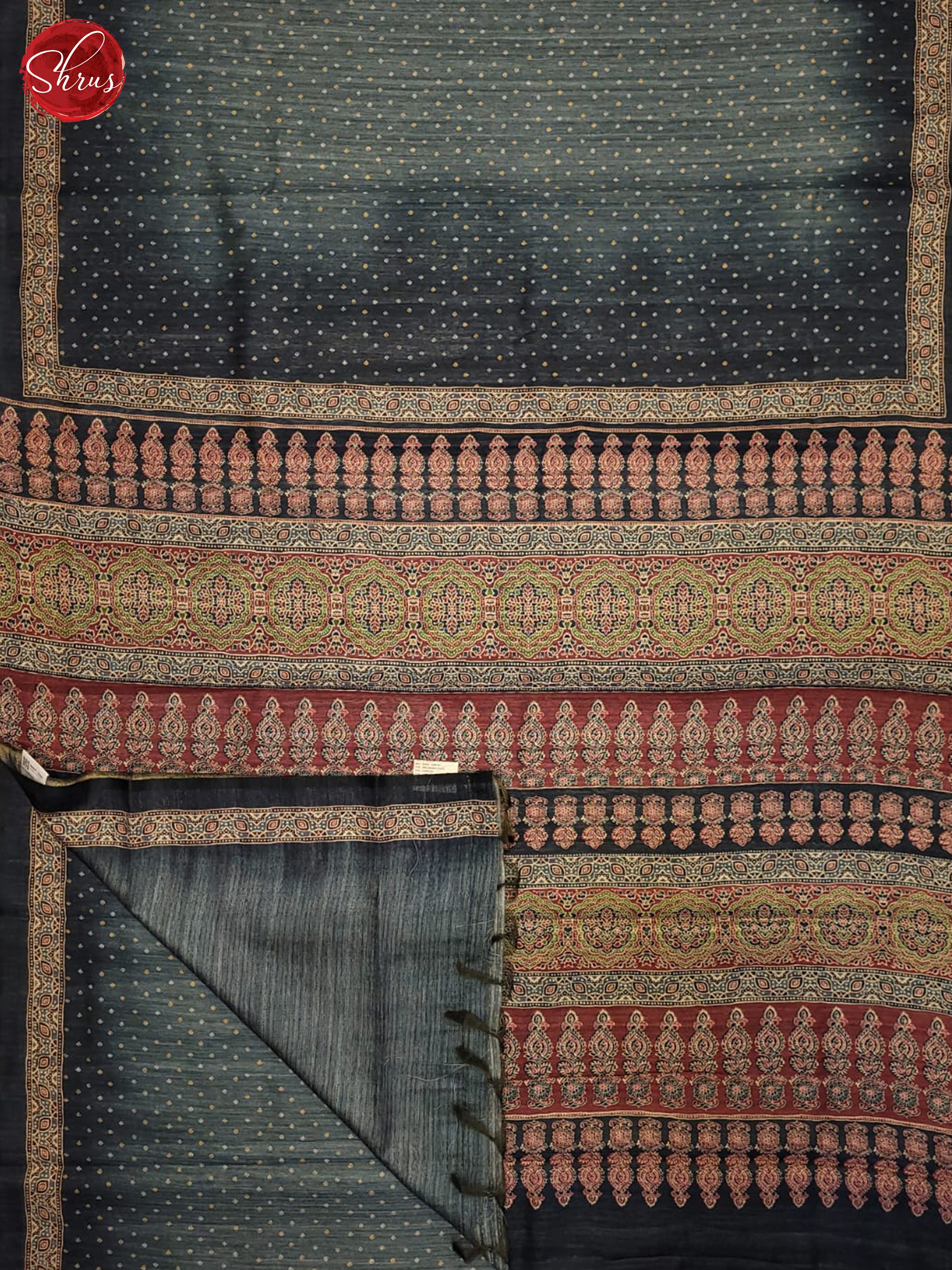 German Blue & Brown - Semi gicha Saree - Shop on ShrusEternity.com