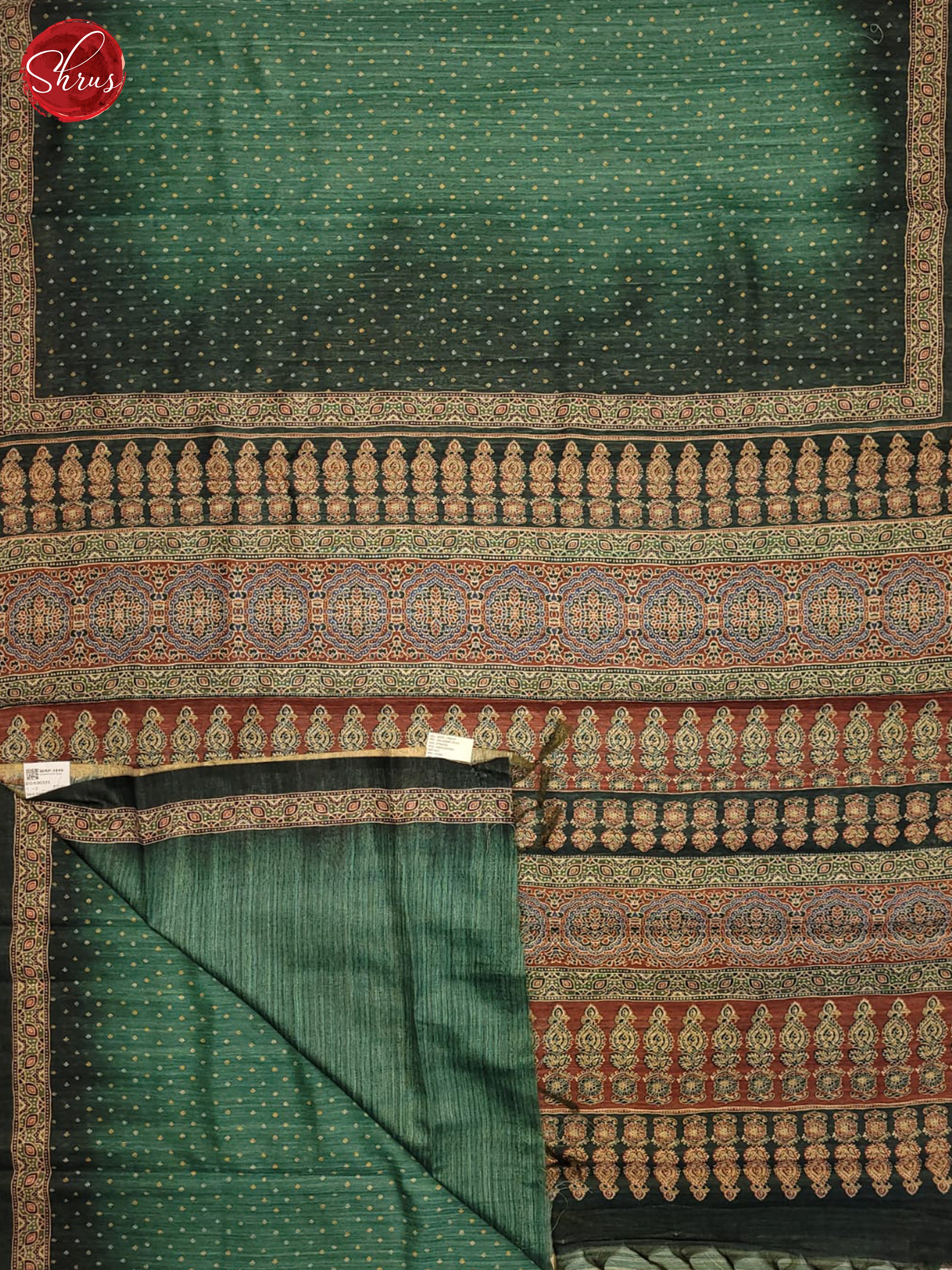 Bottle Green & Brown - Semi gicha Saree - Shop on ShrusEternity.com