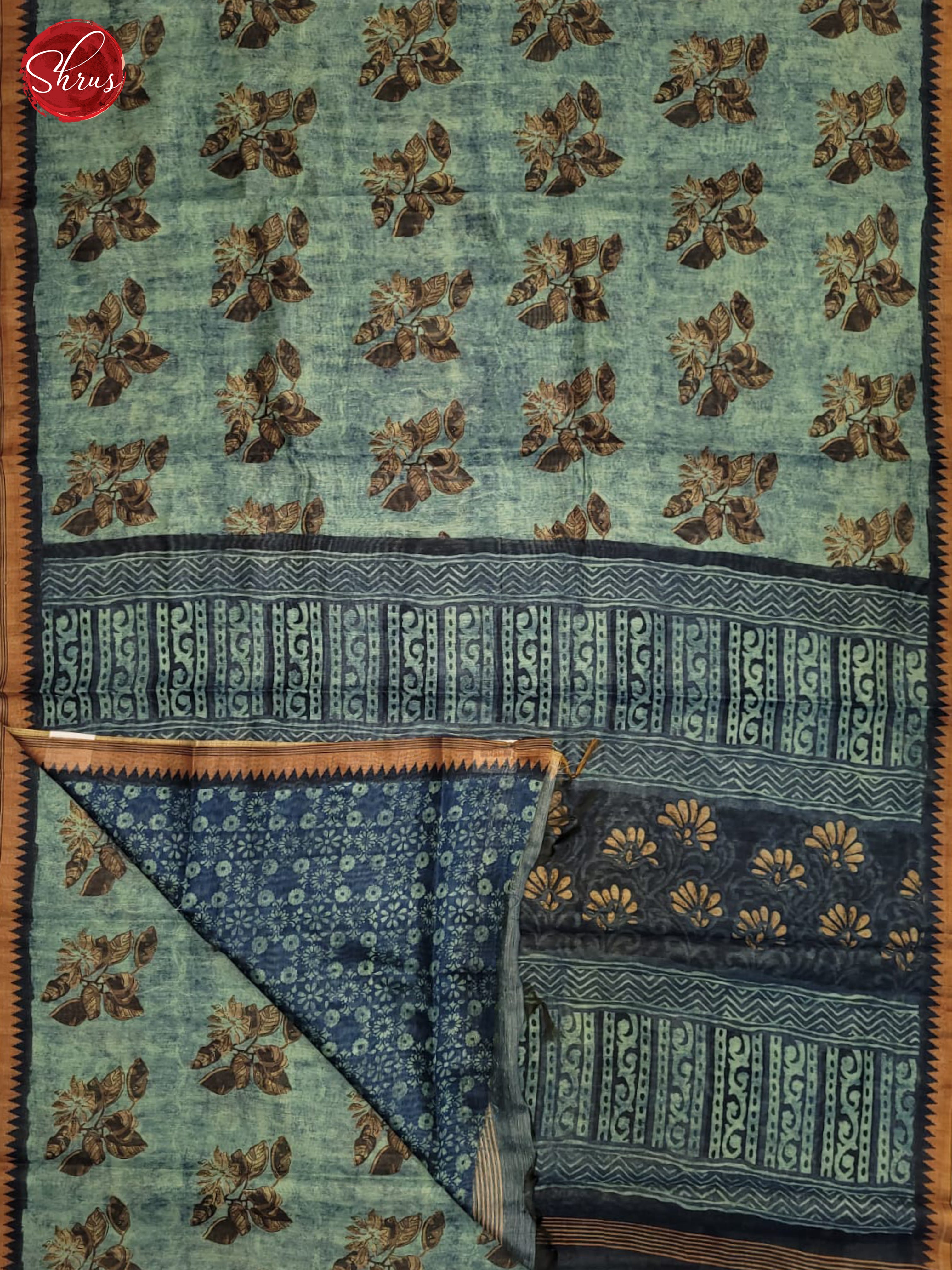 Blue & Black - Semi gicha Saree - Shop on ShrusEternity.com