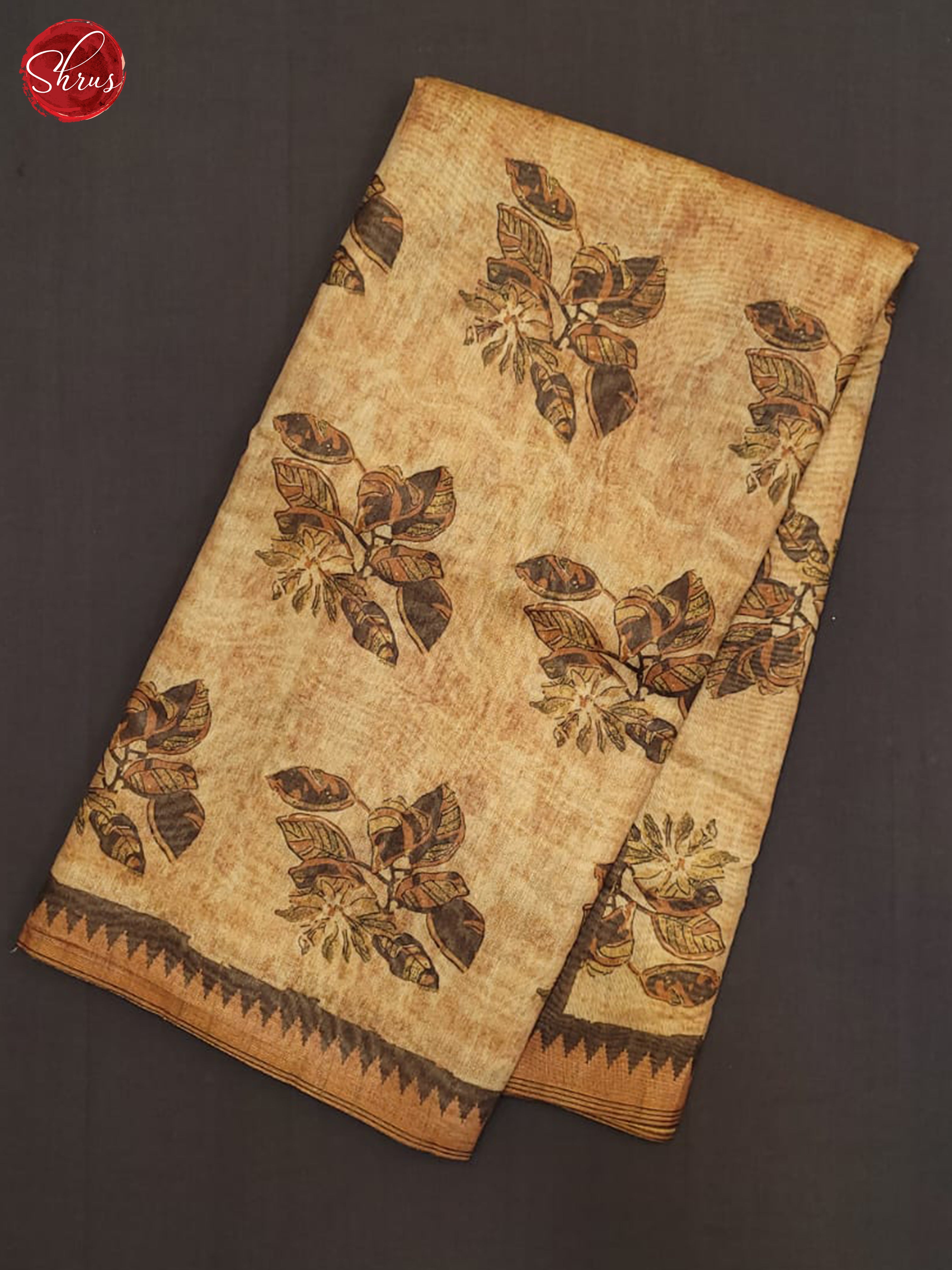 Mustard & Brown- Semi gicha Saree - Shop on ShrusEternity.com