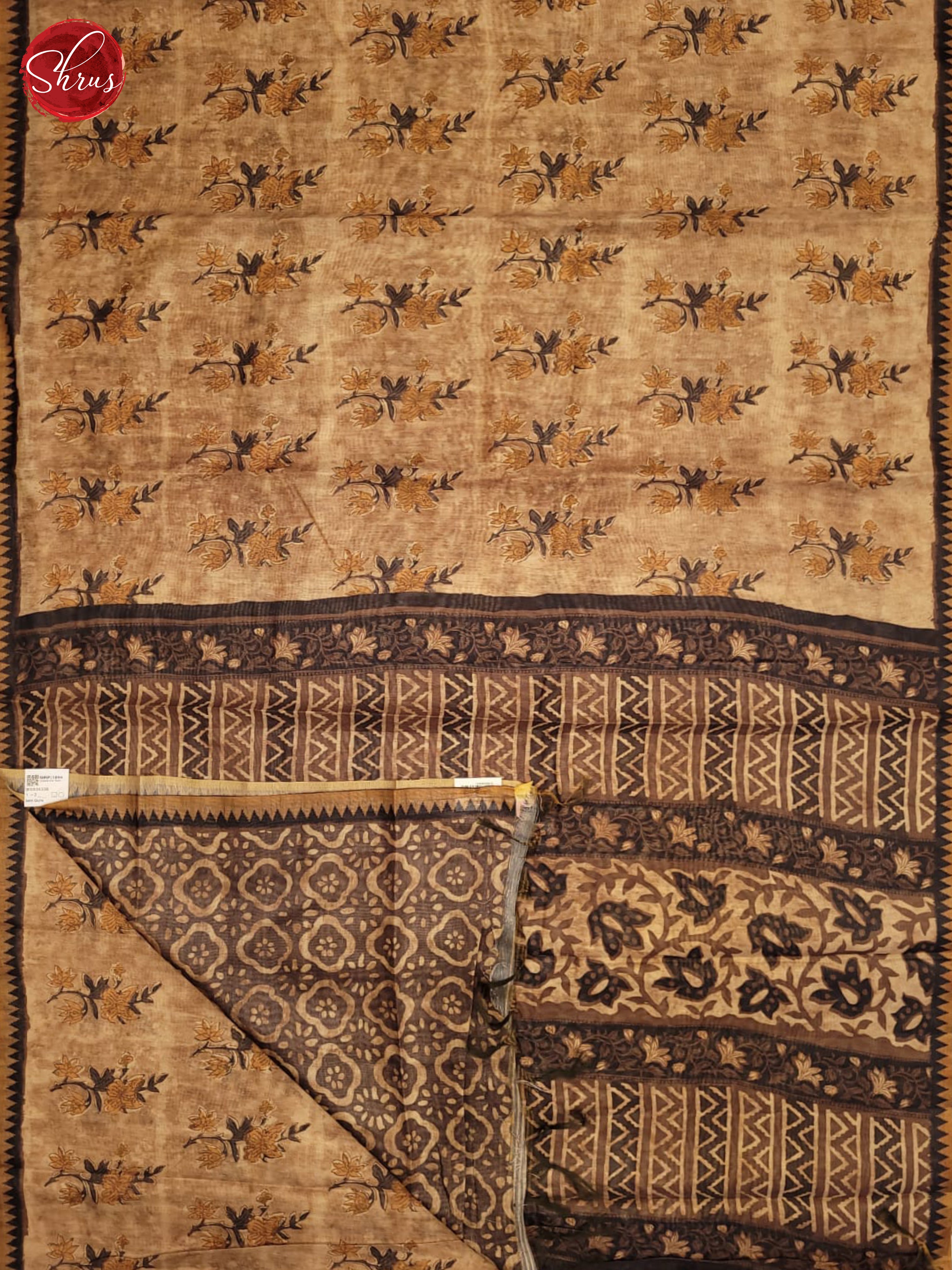 Light Brown & brown - Semi gicha Saree - Shop on ShrusEternity.com