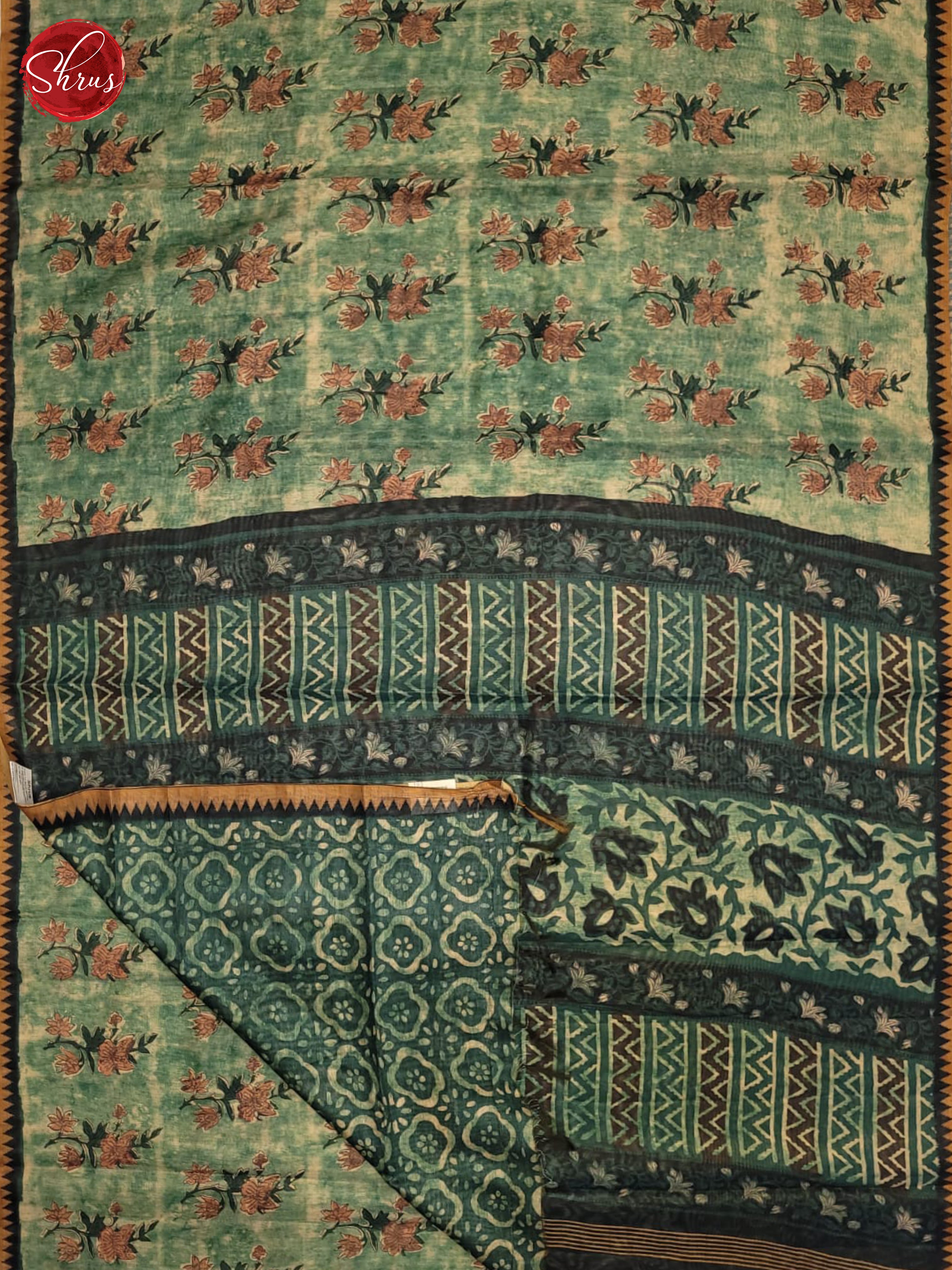 Green - Semi gicha Saree - Shop on ShrusEternity.com