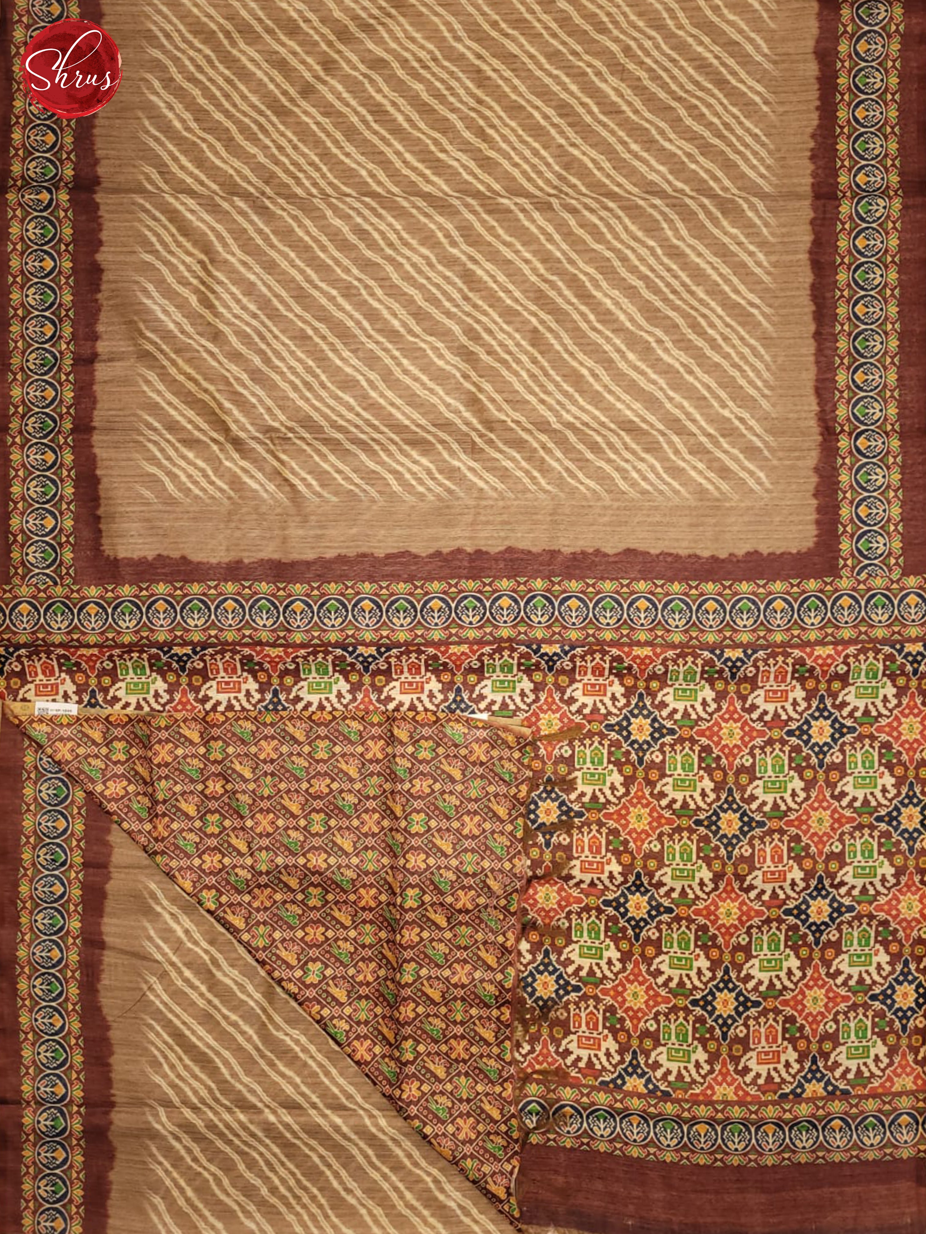 Light Brown & Brown- Semi Gicha Saree - Shop on ShrusEternity.com