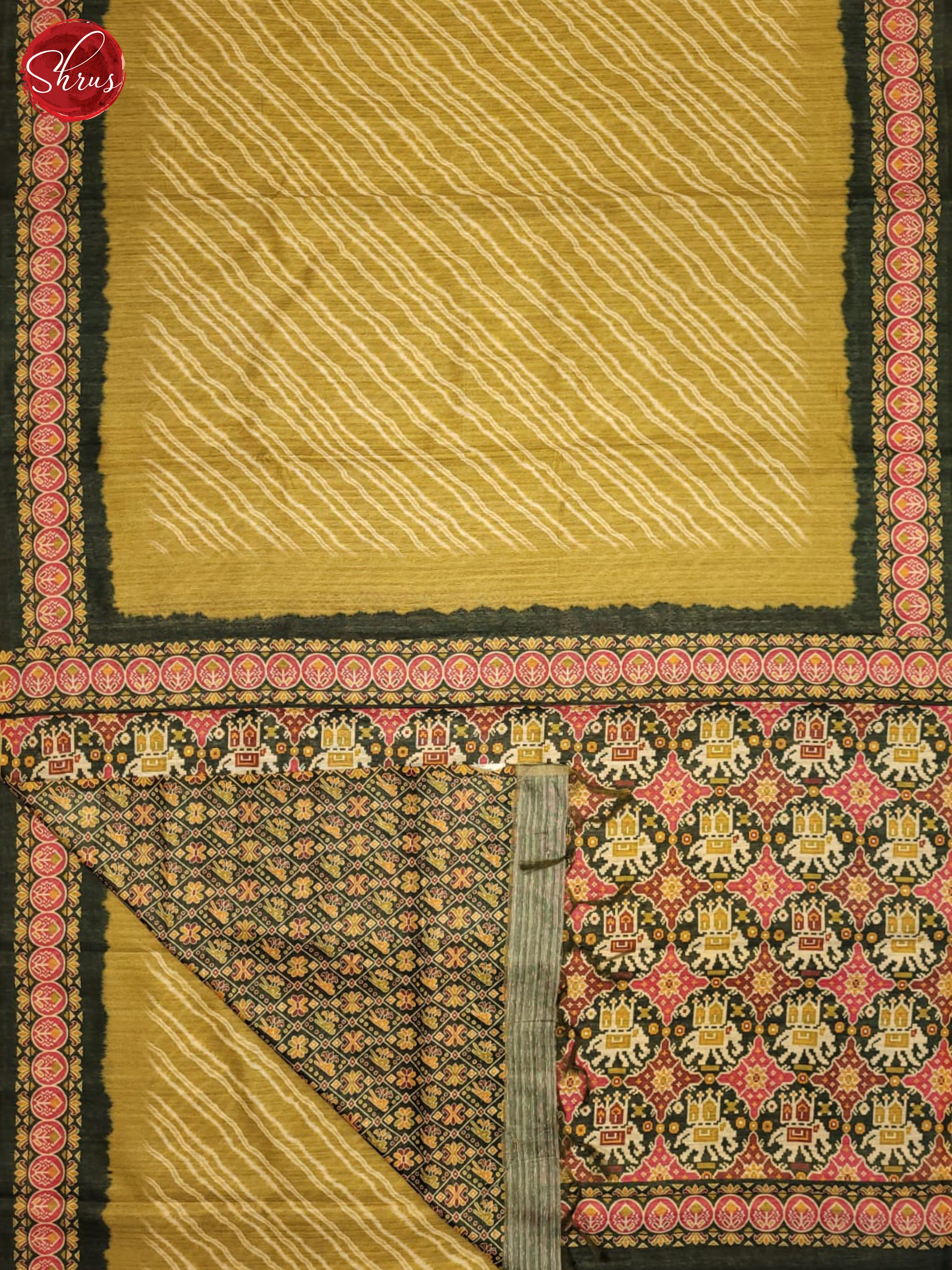 Lime Green & Green - Semi Gicha Saree - Shop on ShrusEternity.com