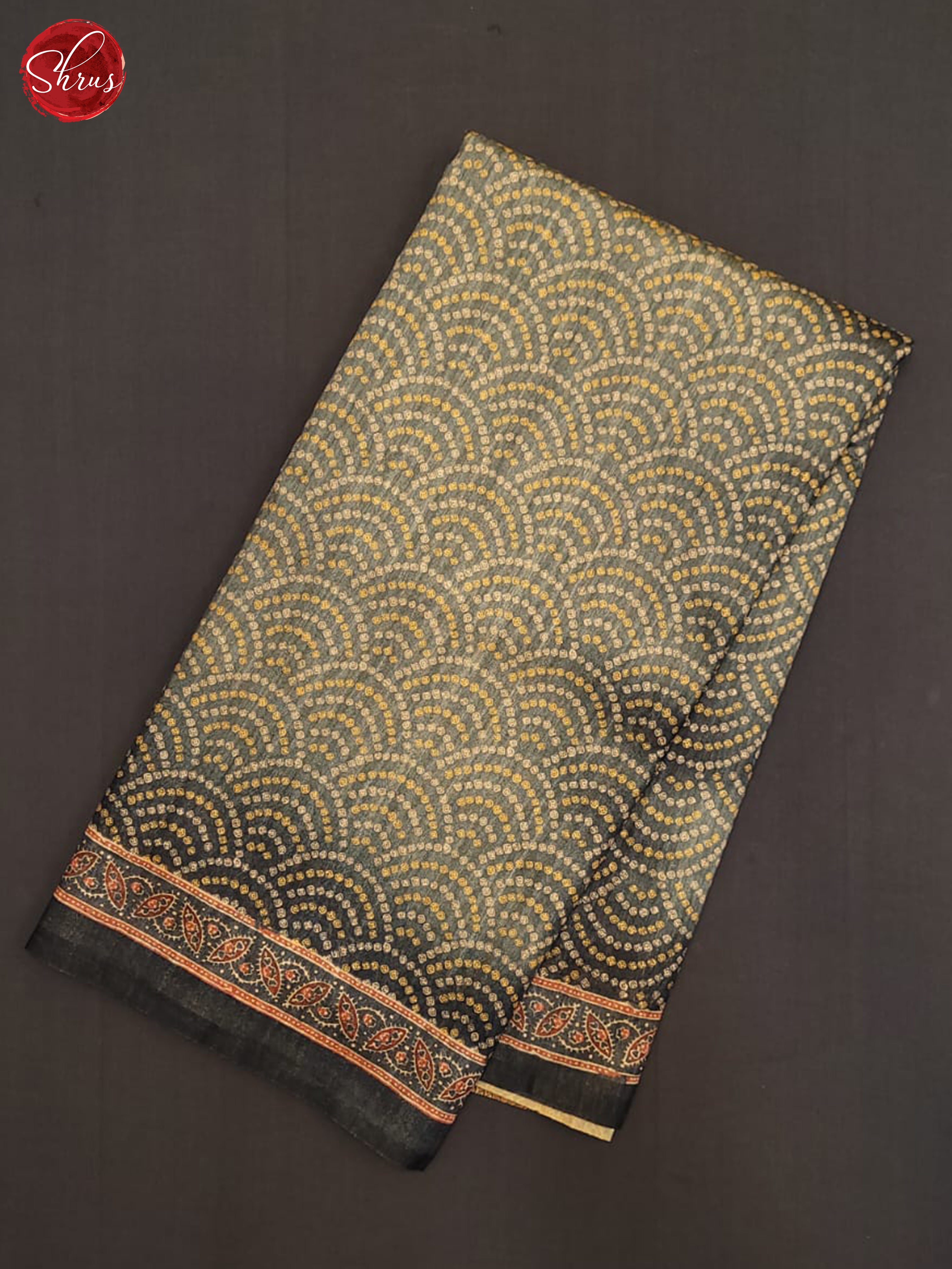 Grey & Black- Semi Gicha Saree - Shop on ShrusEternity.com
