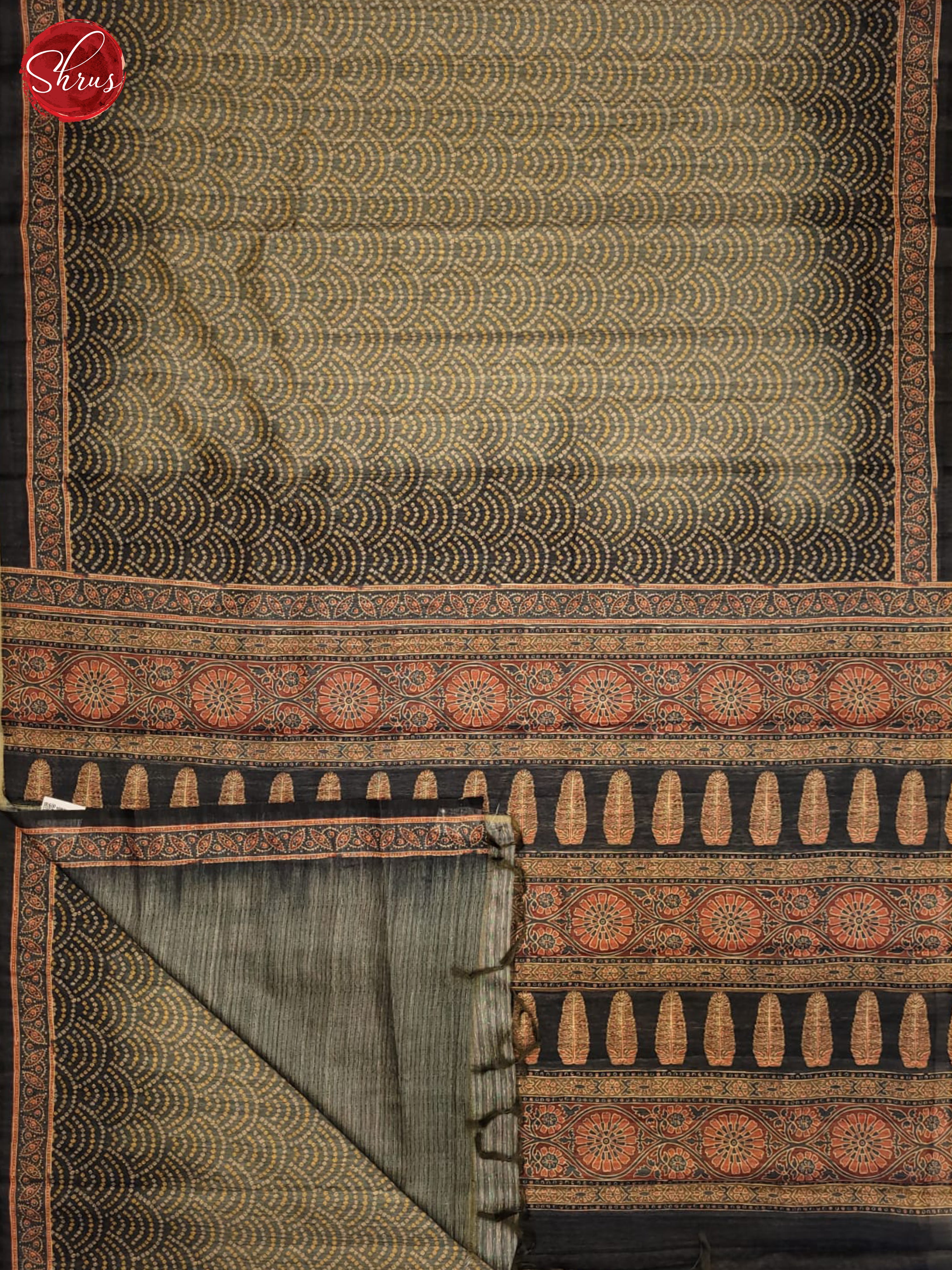 Grey & Black- Semi Gicha Saree - Shop on ShrusEternity.com
