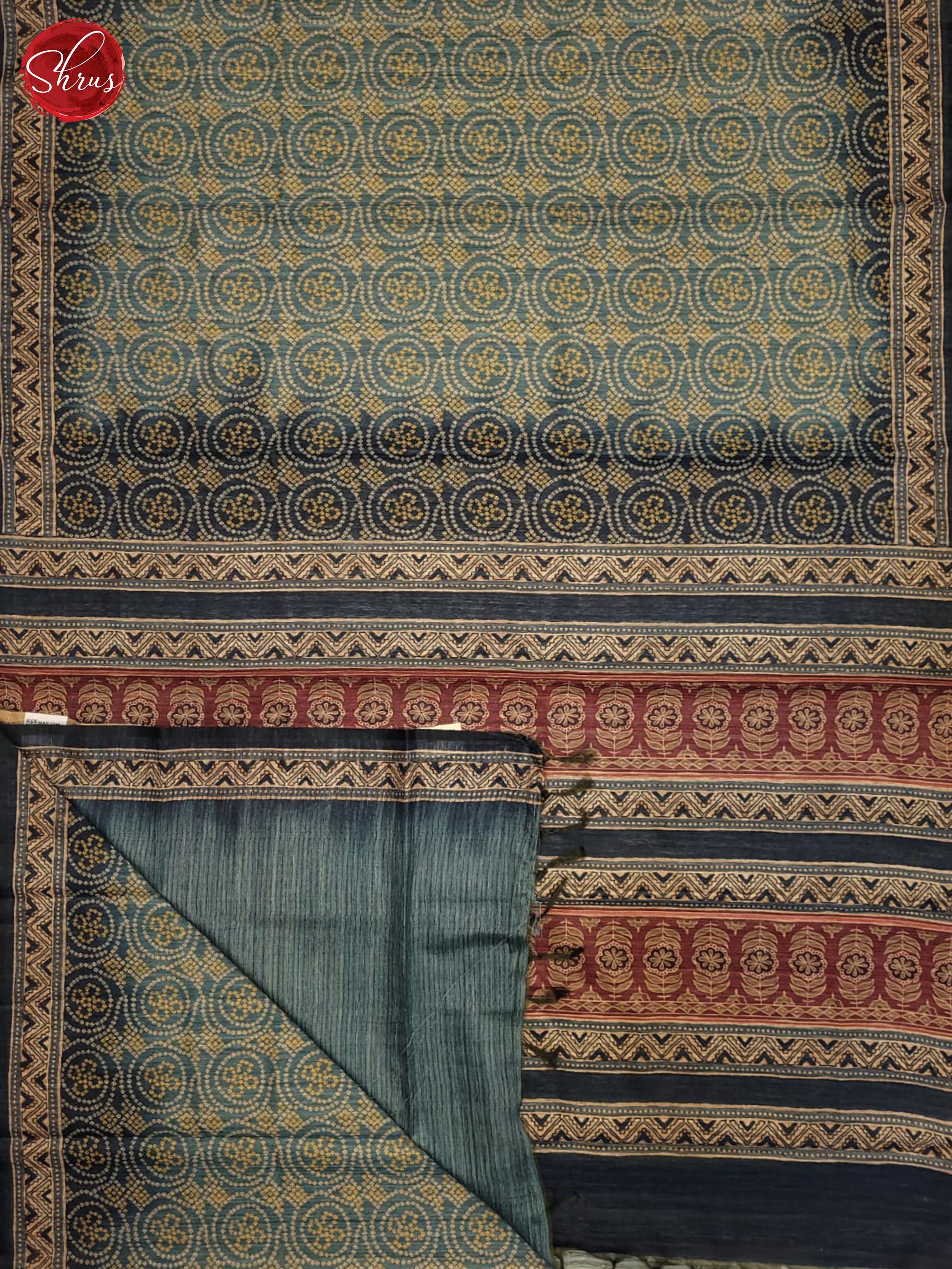 German blue - Semi gicha Saree - Shop on ShrusEternity.com