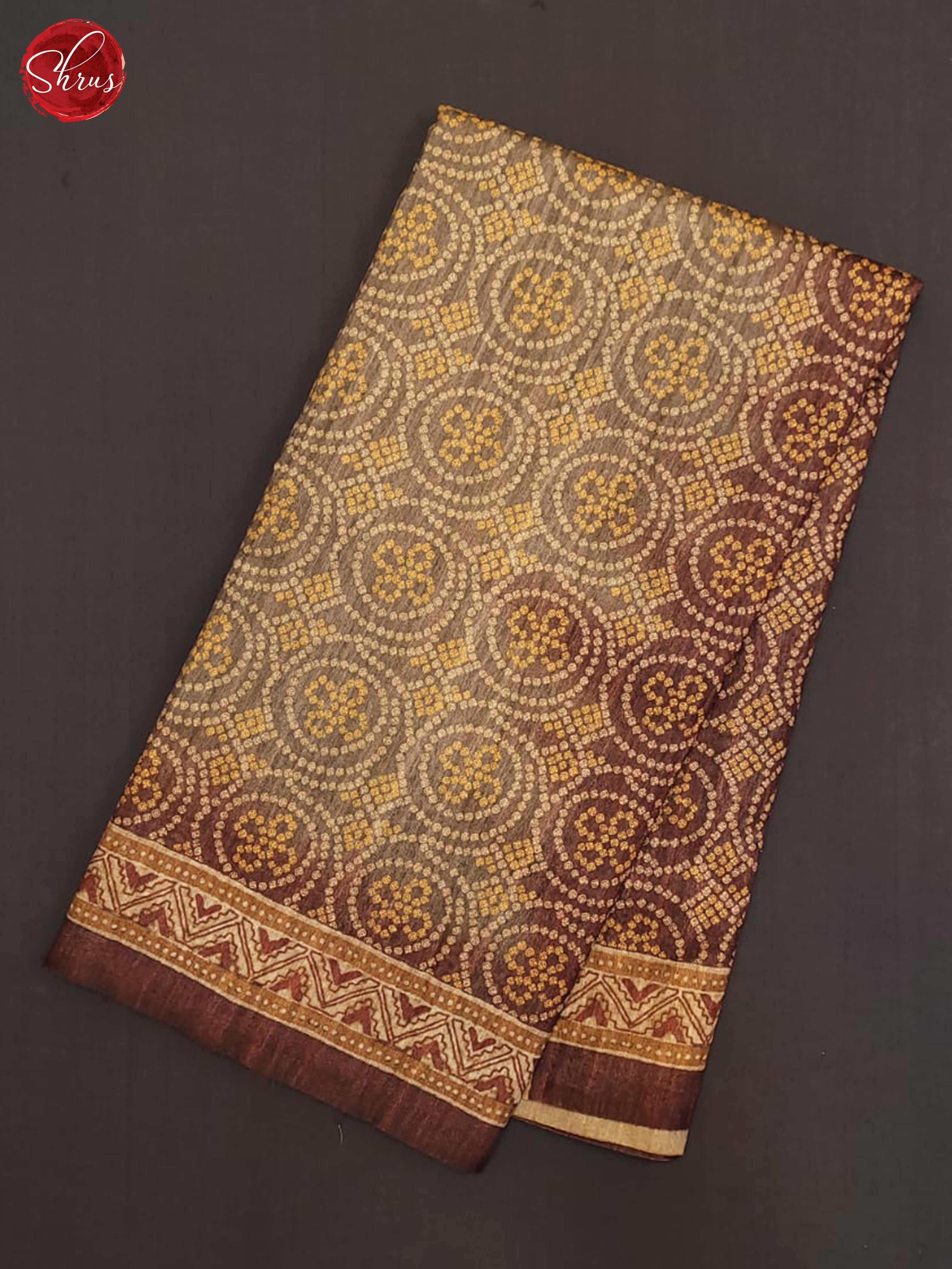 Light Brown & Brown - Semi gicha Saree - Shop on ShrusEternity.com
