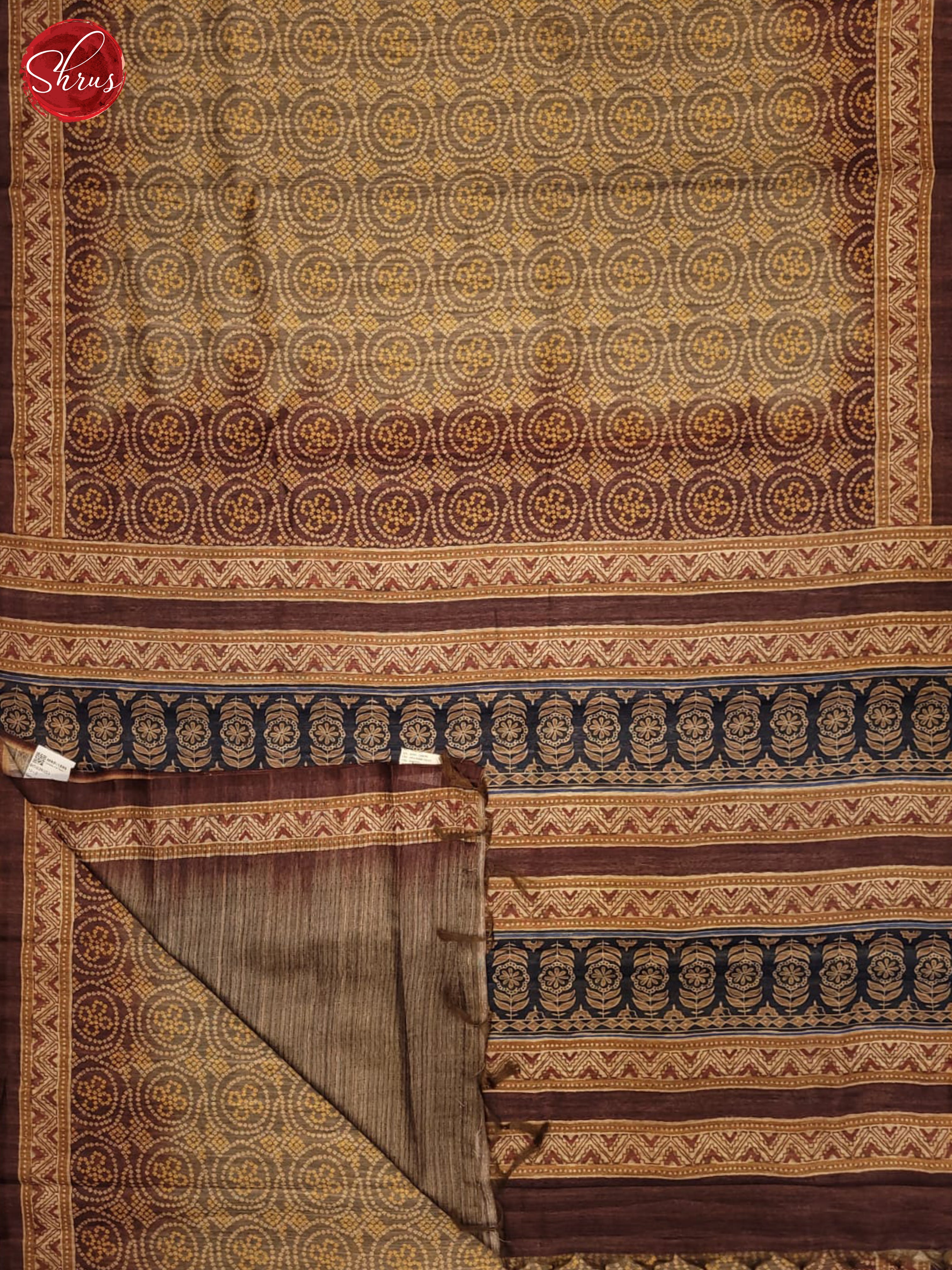 Light Brown & Brown - Semi gicha Saree - Shop on ShrusEternity.com