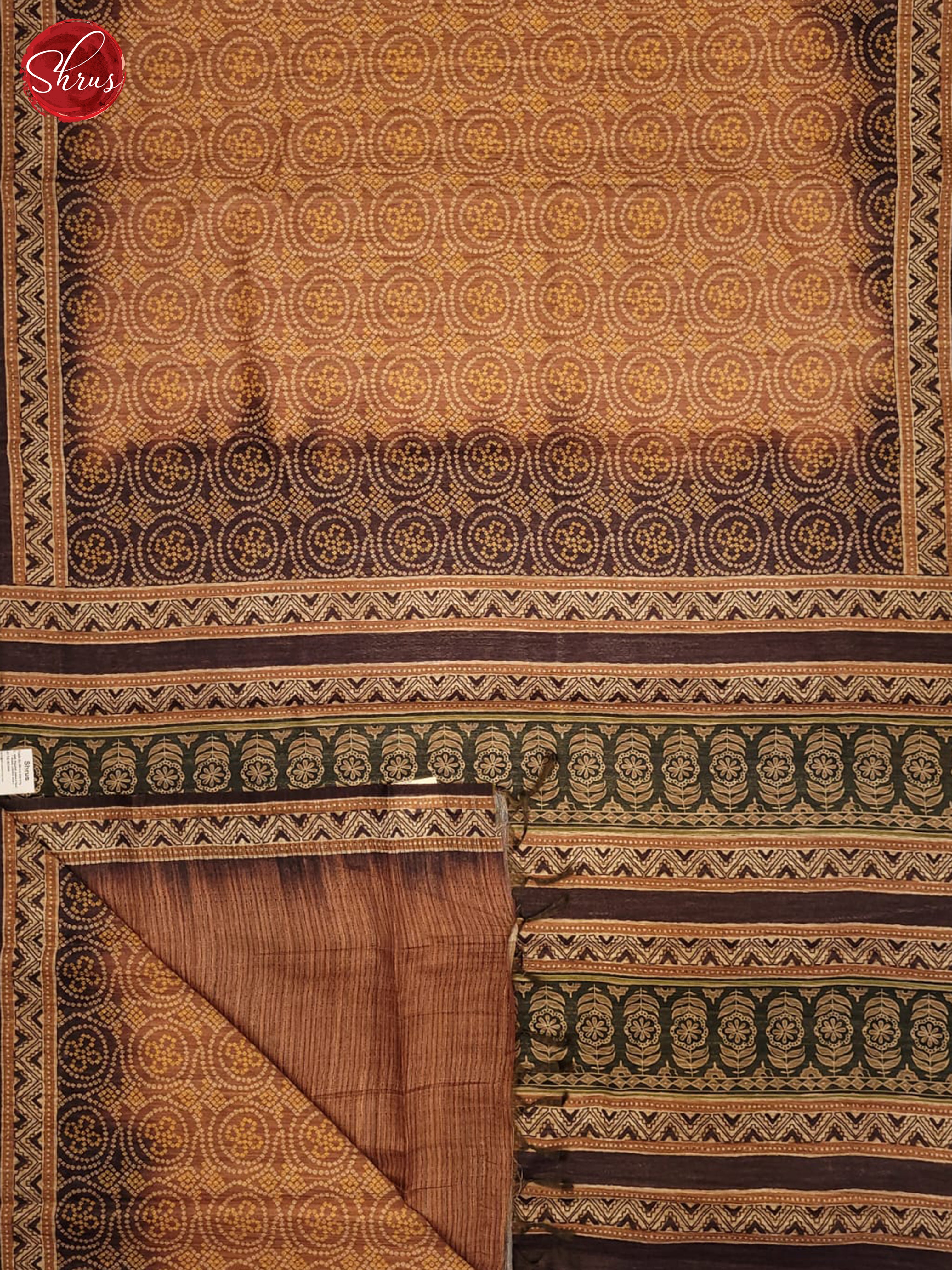 Brown & Dark Brown - Semi gicha Saree - Shop on ShrusEternity.com