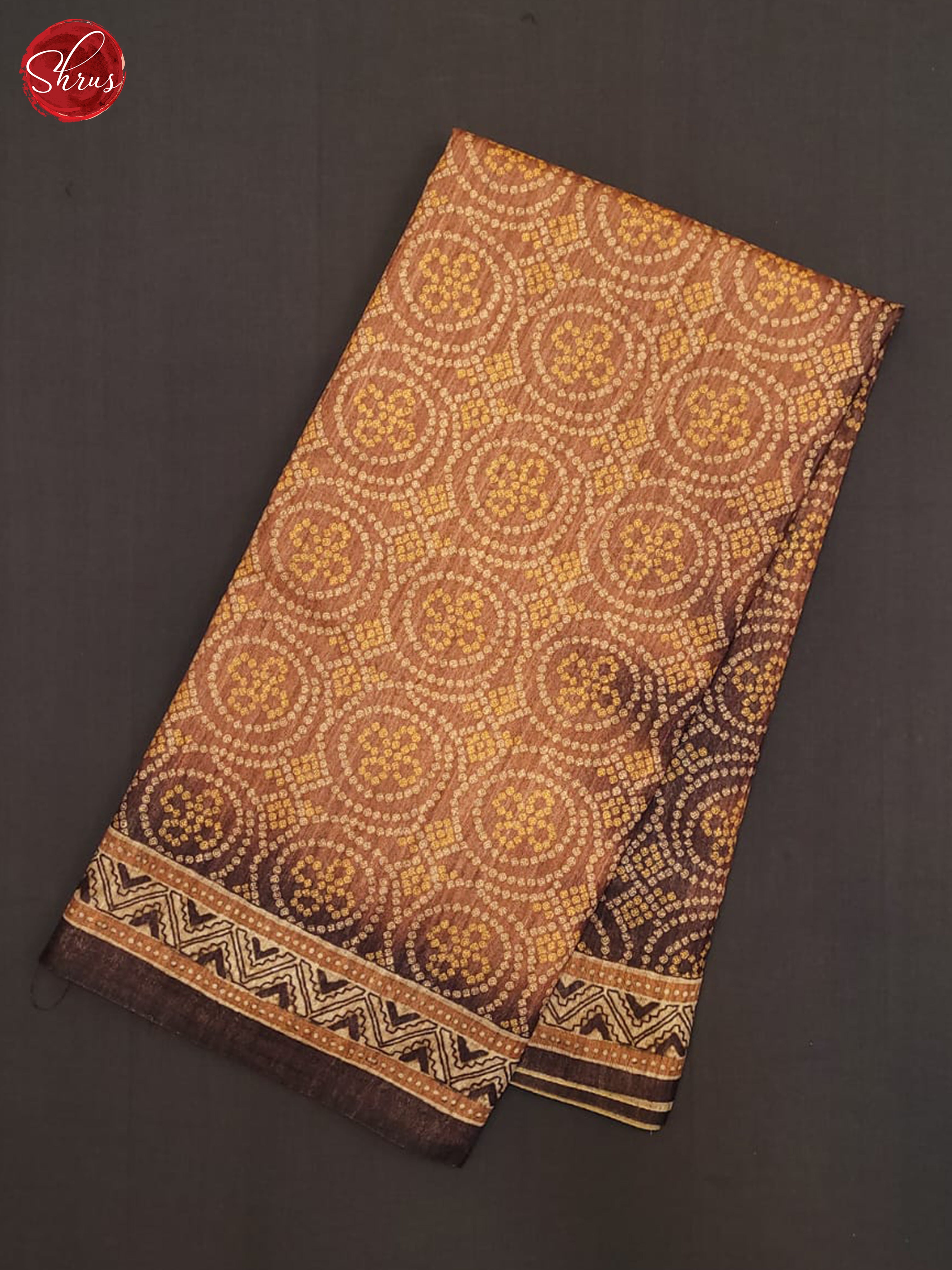 Brown & Dark Brown - Semi gicha Saree - Shop on ShrusEternity.com