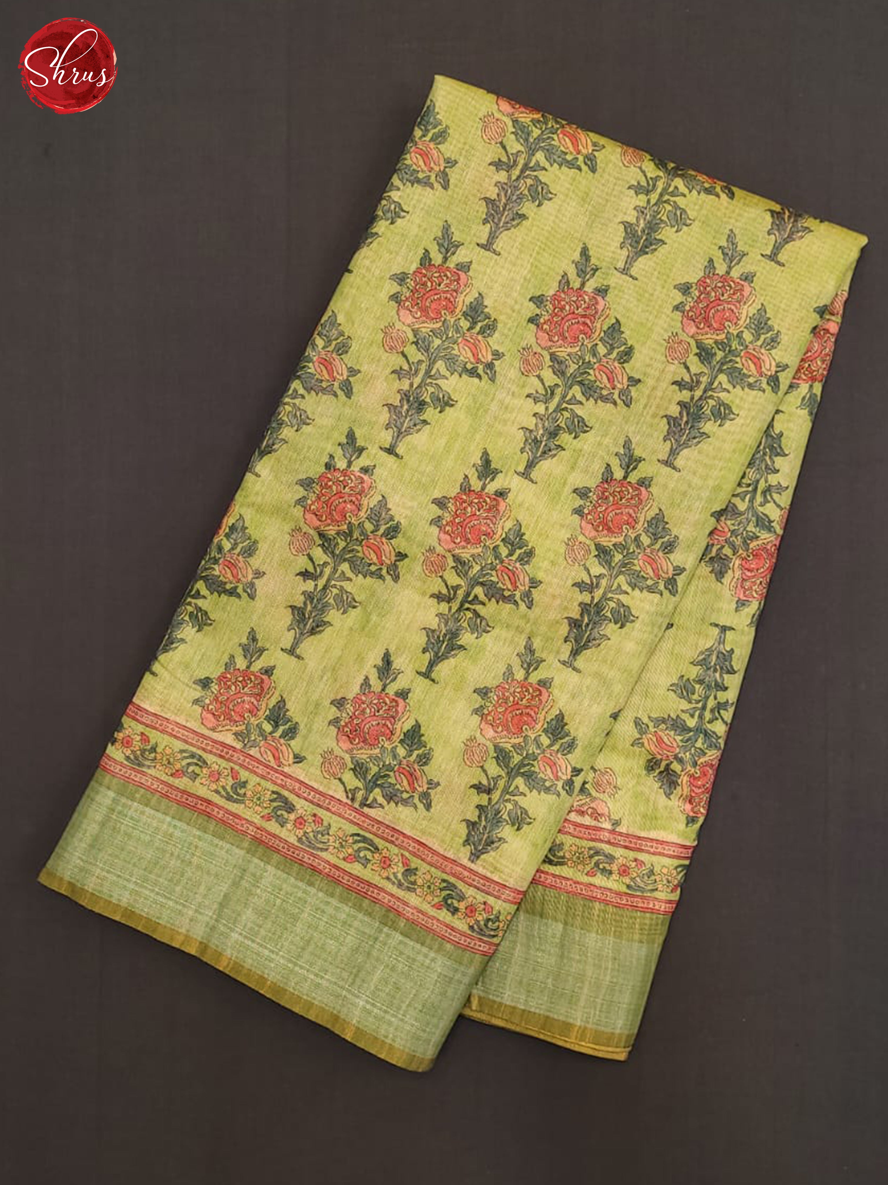 Green & Beige - Semi Gicha Saree - Shop on ShrusEternity.com