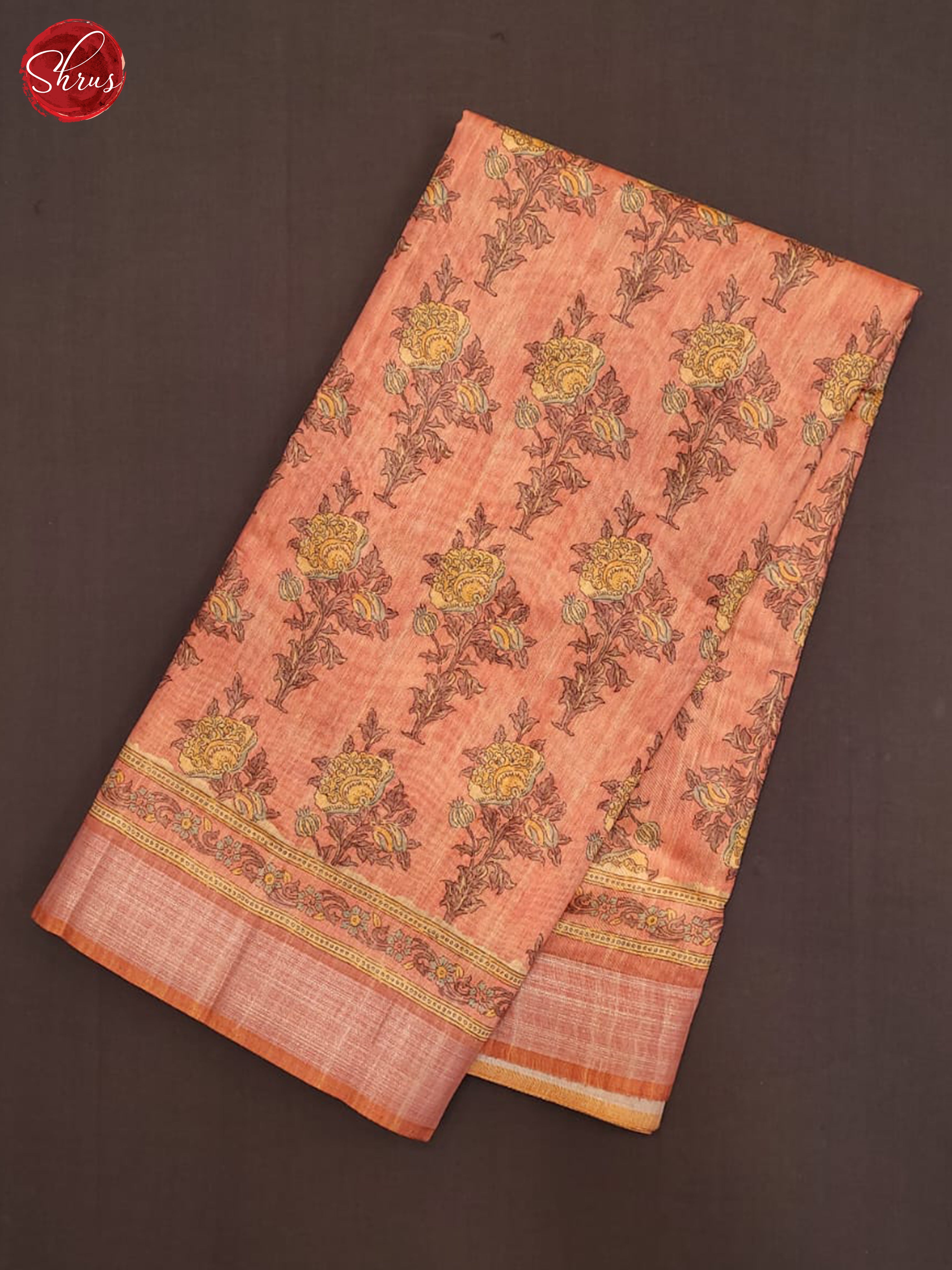 Peach & Beige - Semi Gicha Saree - Shop on ShrusEternity.com