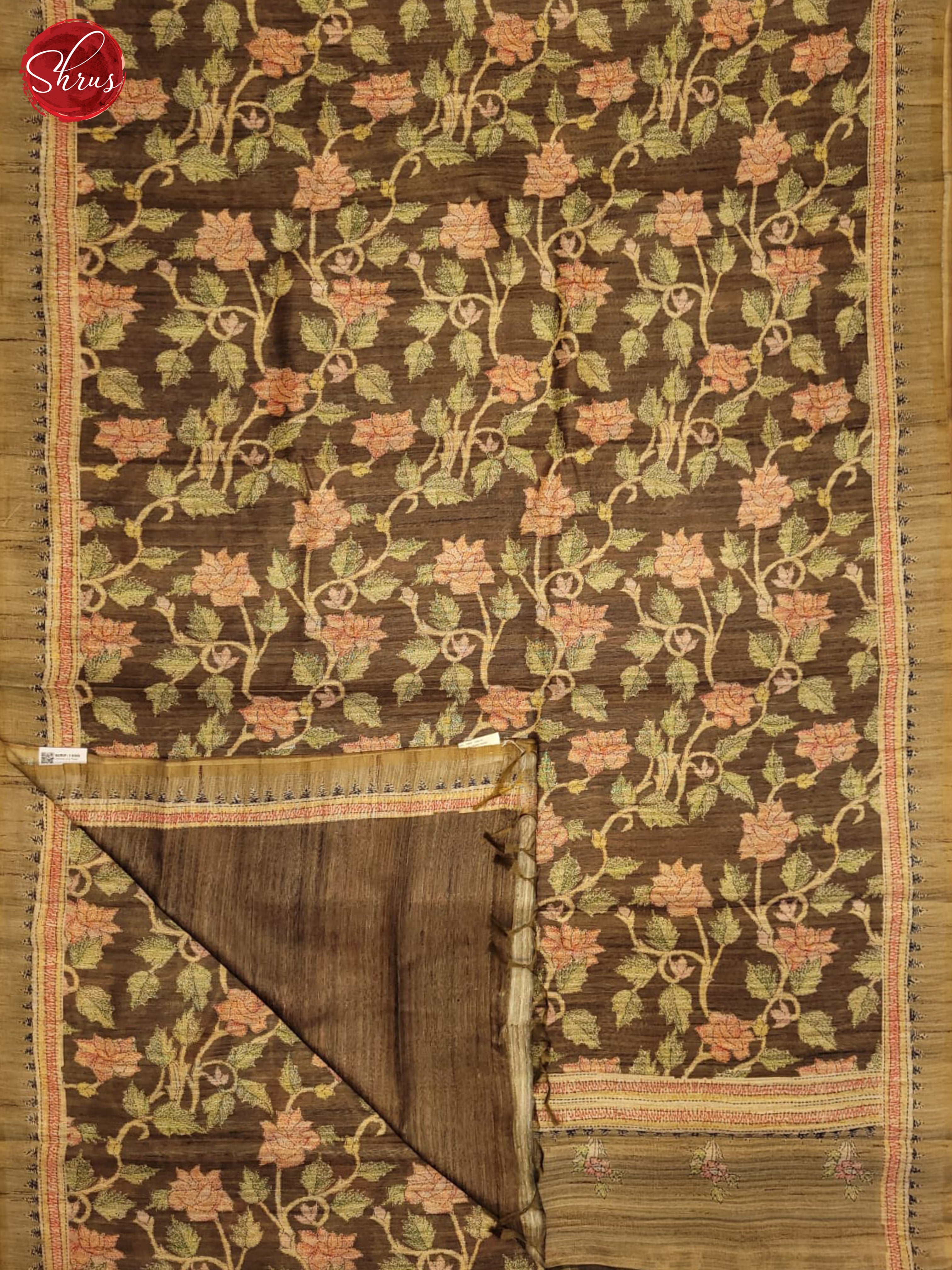 Brown - Semi Gicha Saree - Shop on ShrusEternity.com