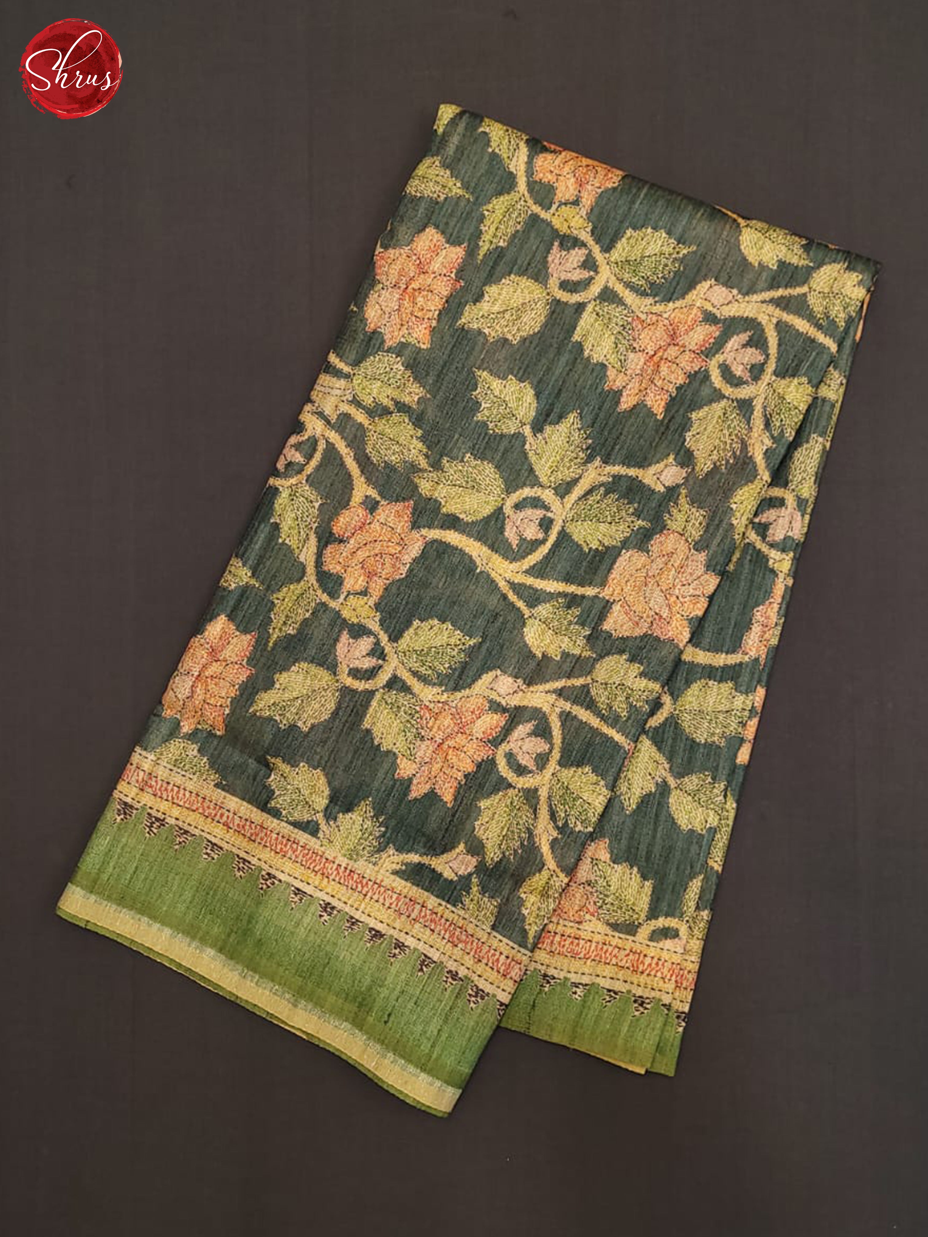Green - Semi Gicha Saree - Shop on ShrusEternity.com