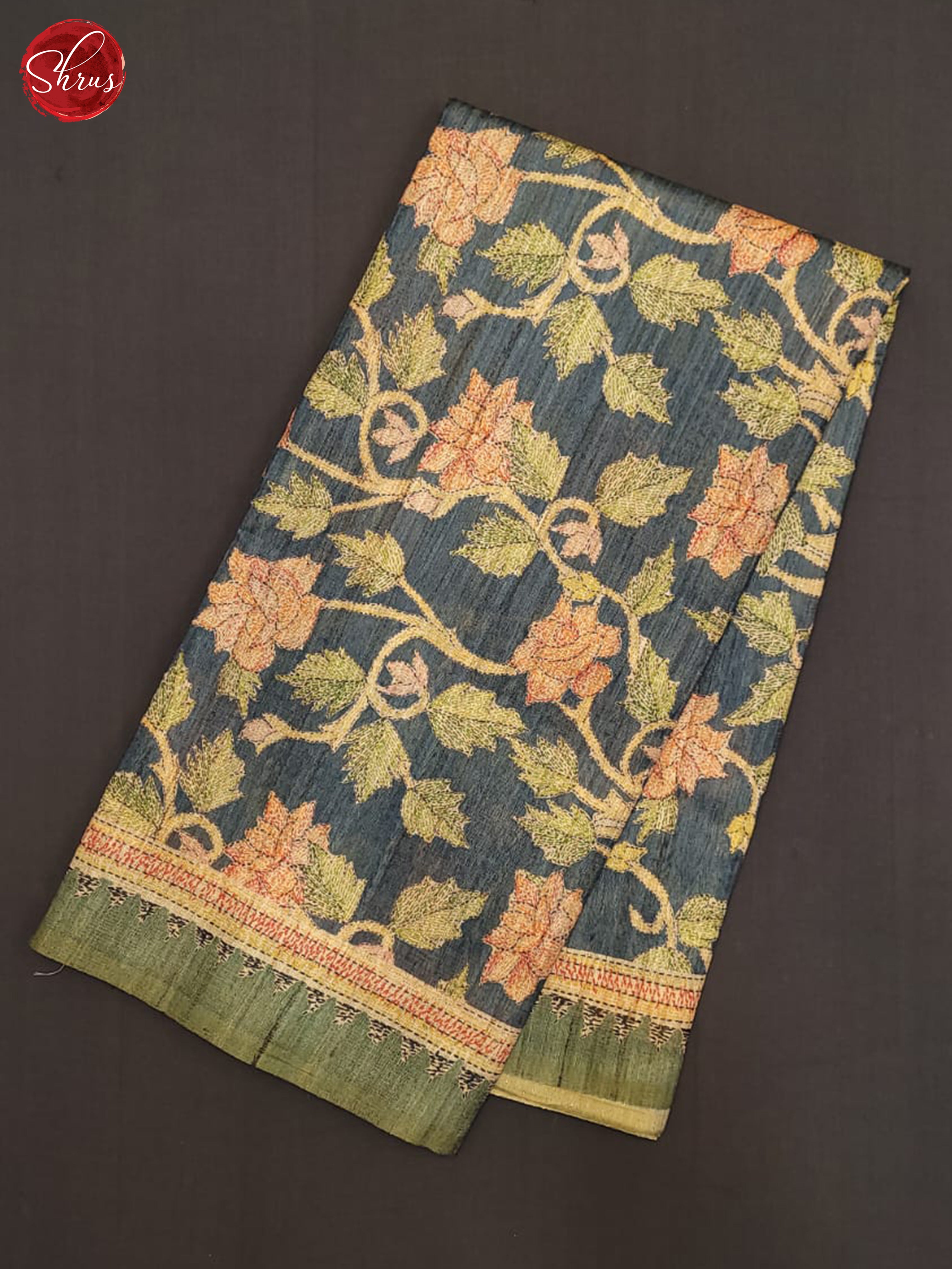 German Blue- Semi Gicha Saree - Shop on ShrusEternity.com