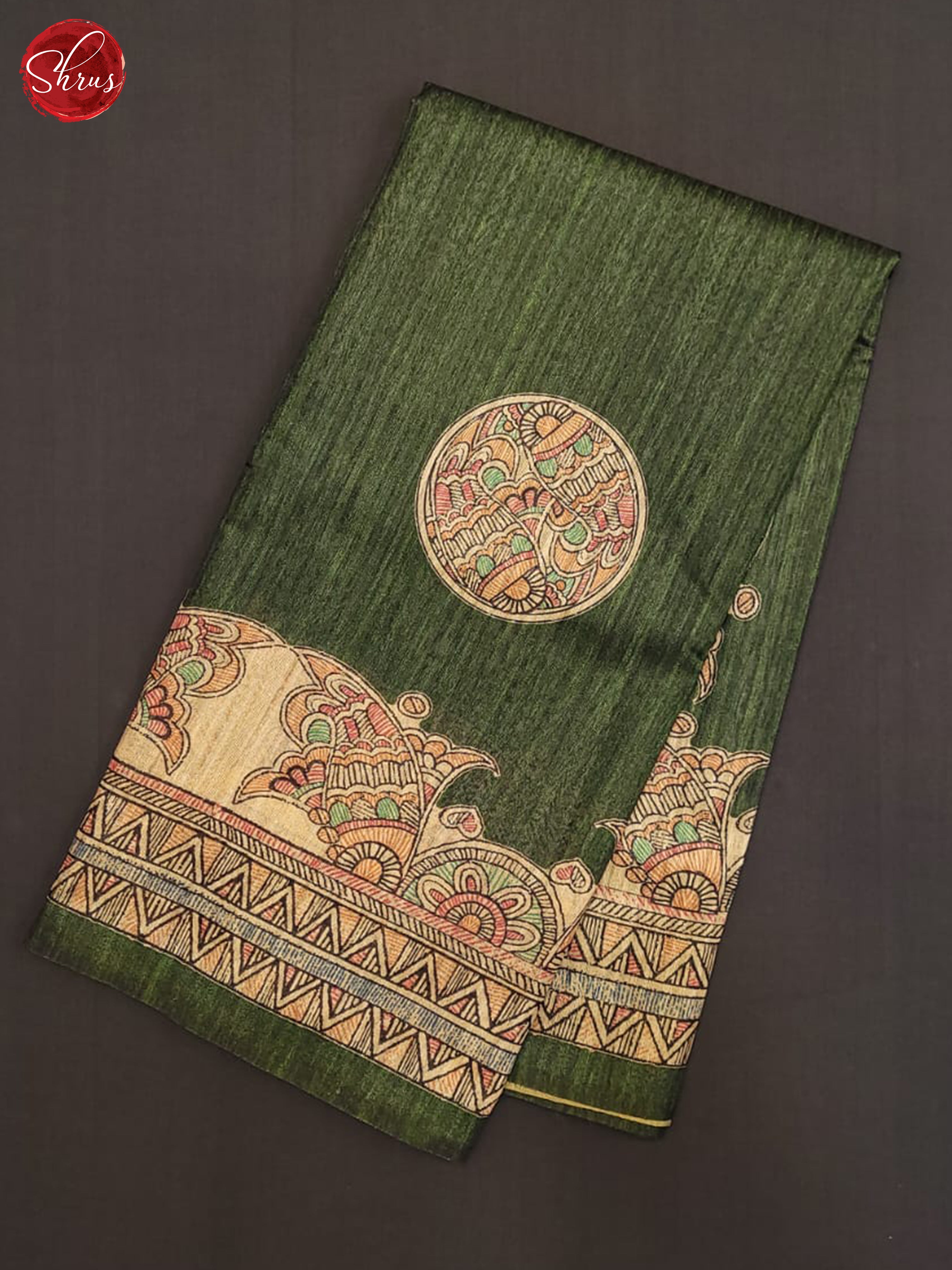 Green & Cream - Semi Gicha Saree - Shop on ShrusEternity.com