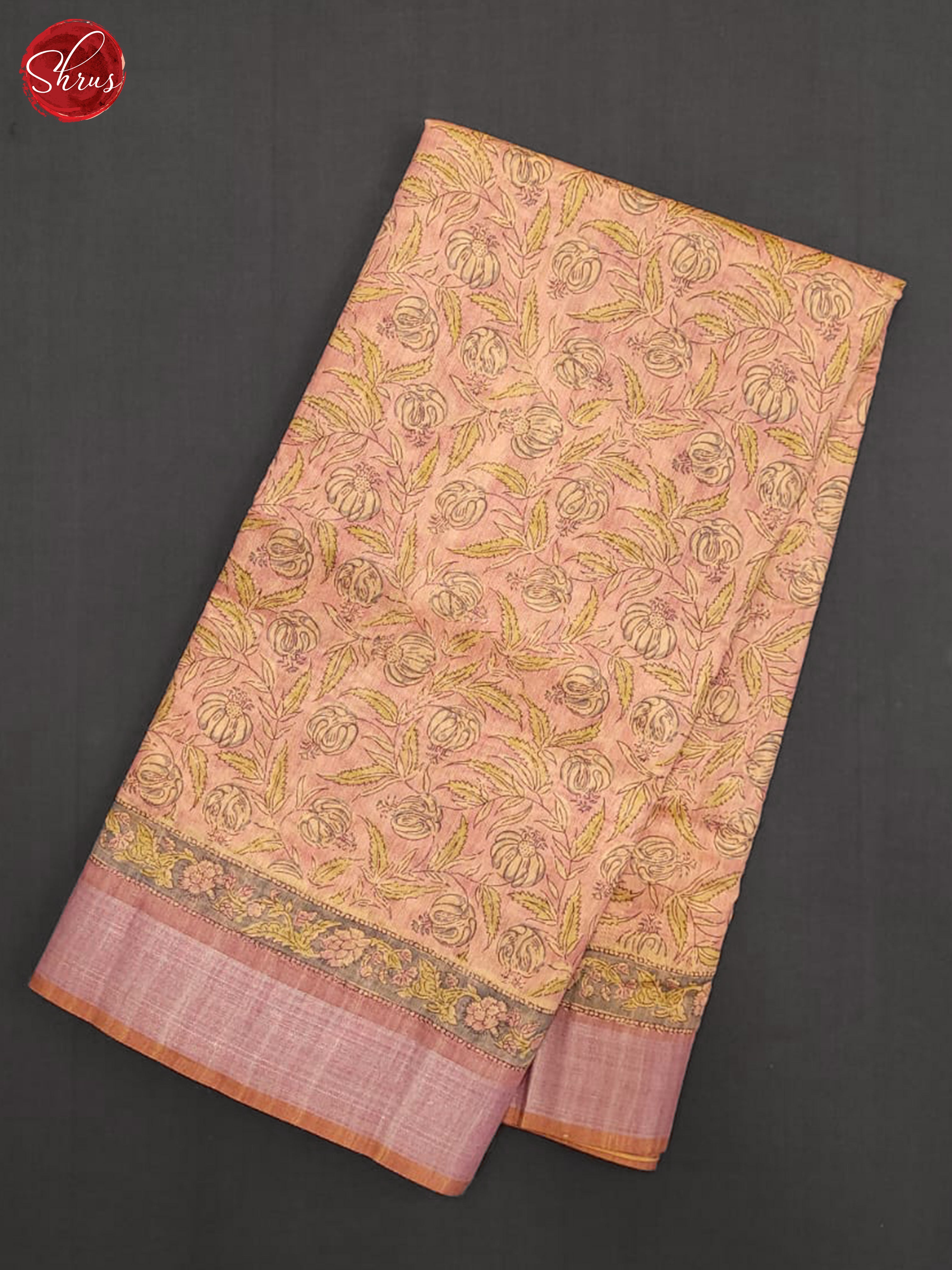 Peachish Pink & Beige - Semi Gicha Saree - Shop on ShrusEternity.com