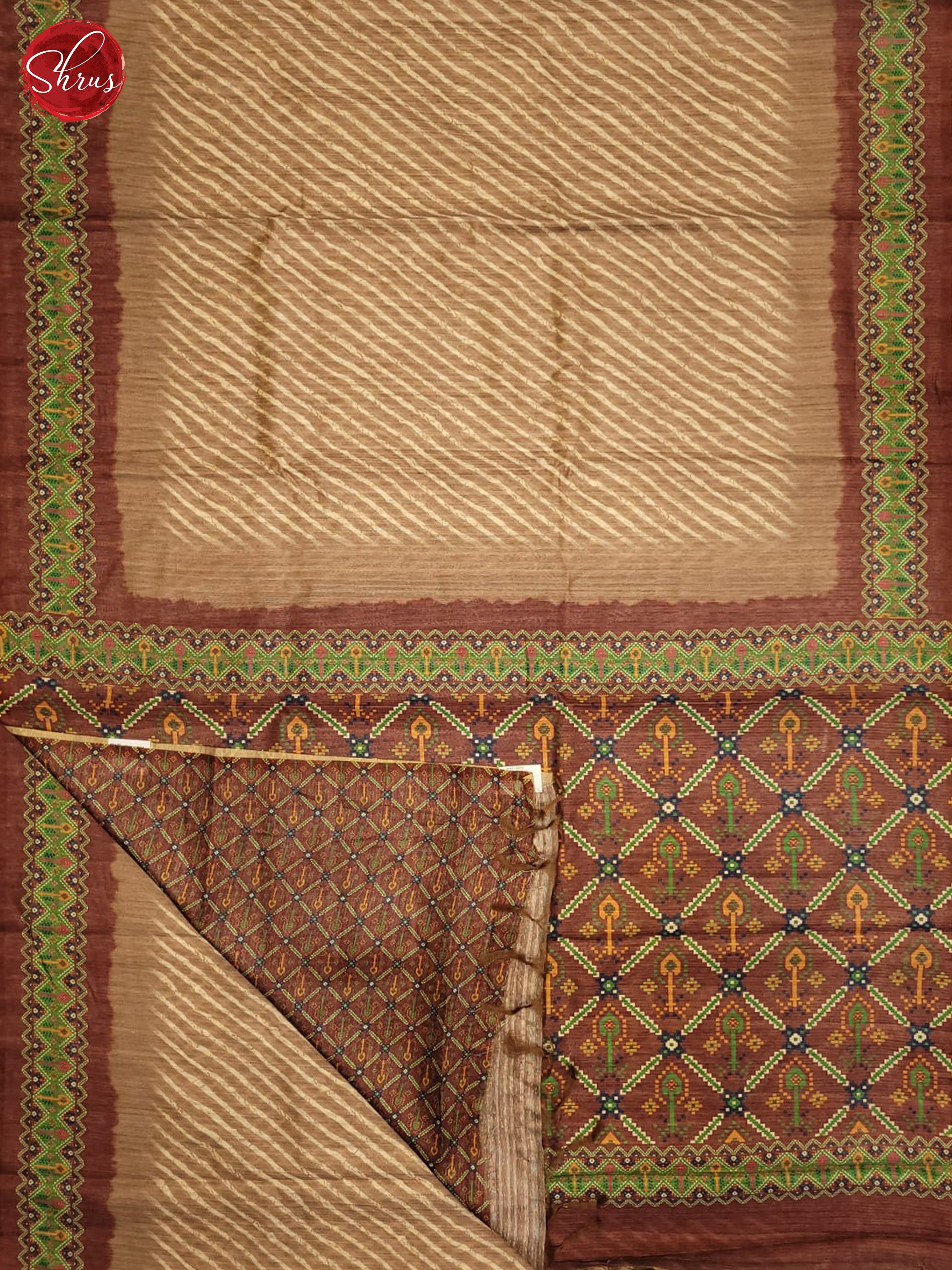 Light Brown & Brown- Semi gicha Saree - Shop on ShrusEternity.com