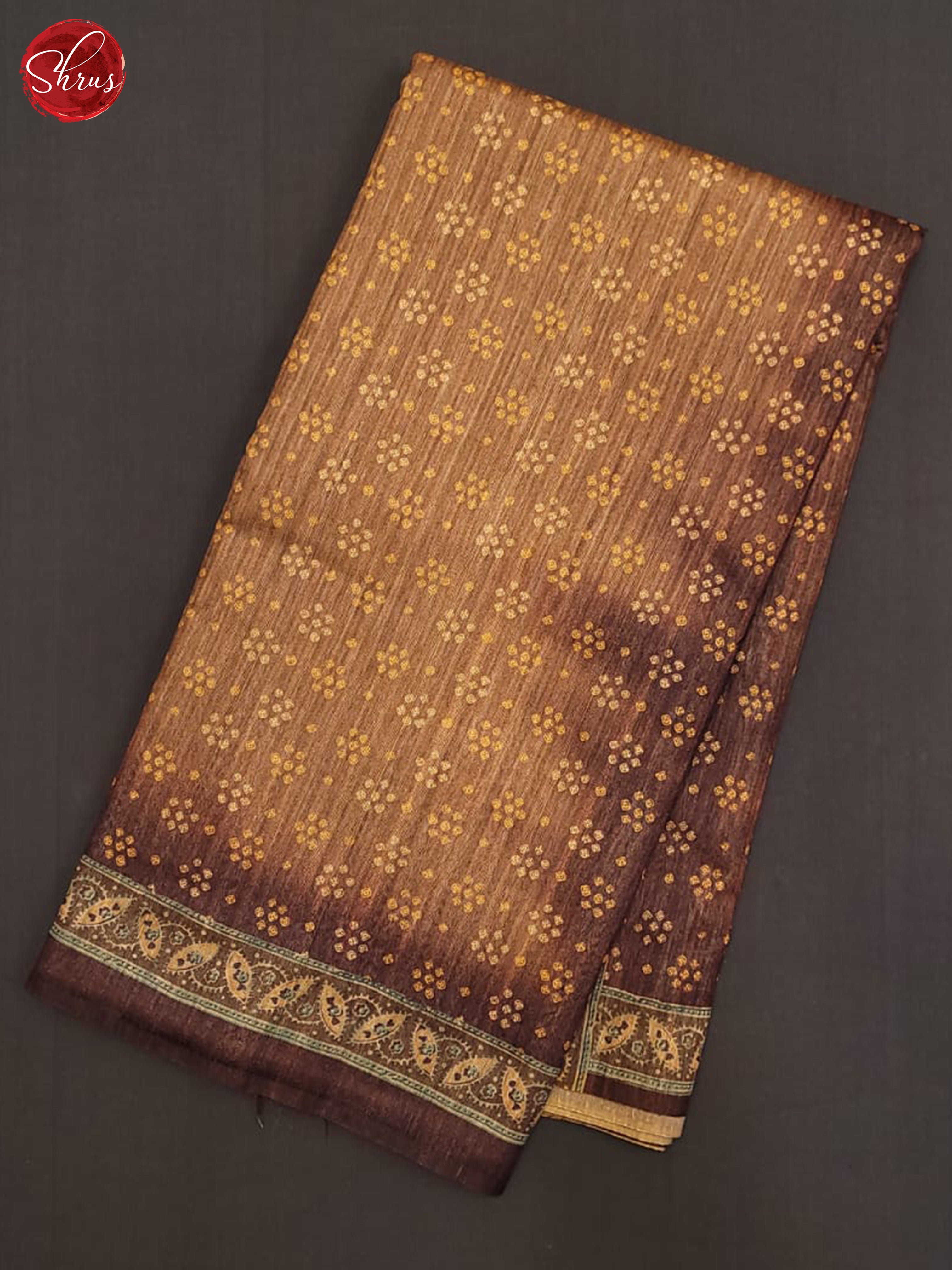 Light Brown & Brown - Semi Gadwal Saree - Shop on ShrusEternity.com