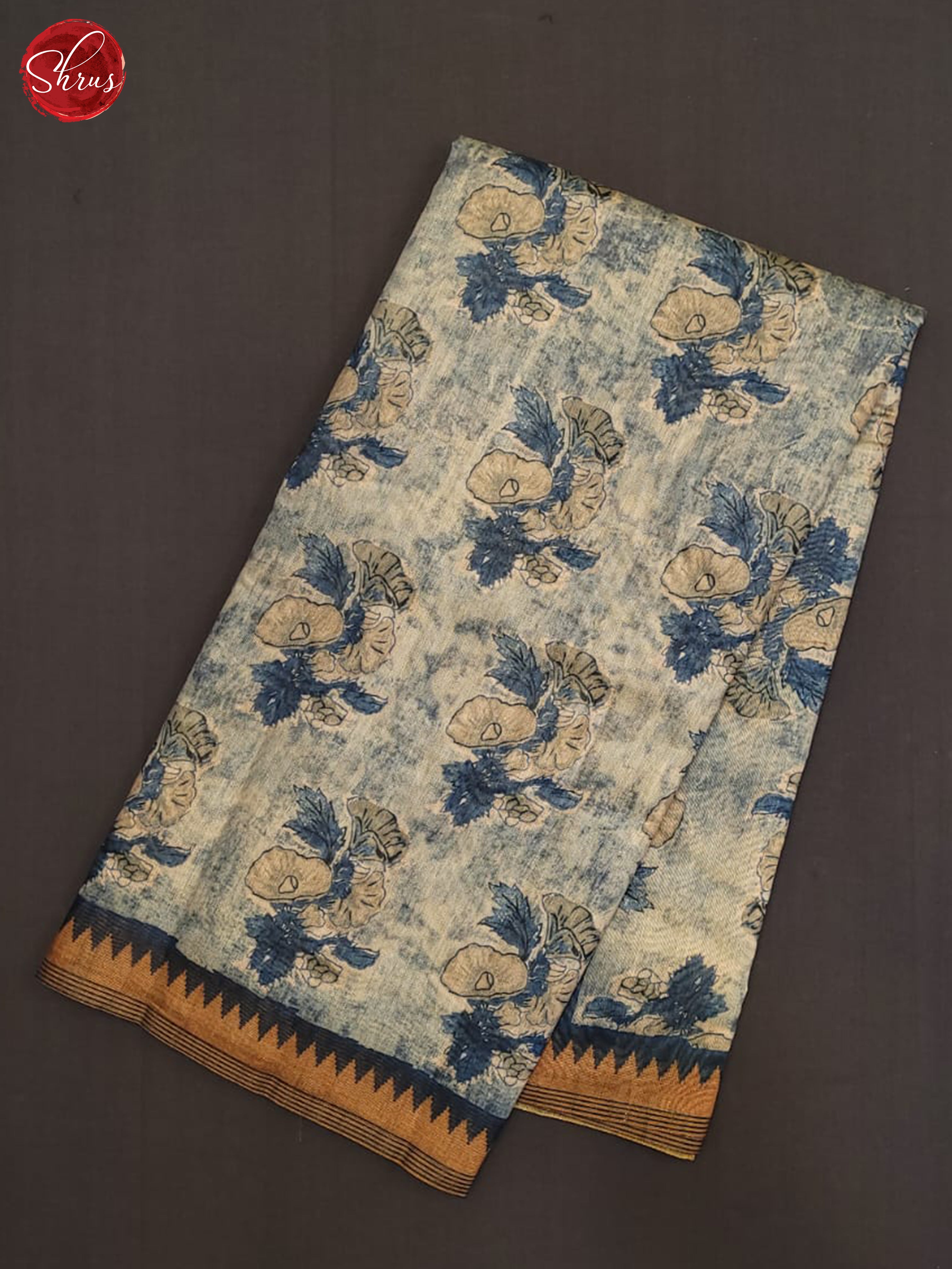 Light Blue & Blue - Semi gicha Saree - Shop on ShrusEternity.com