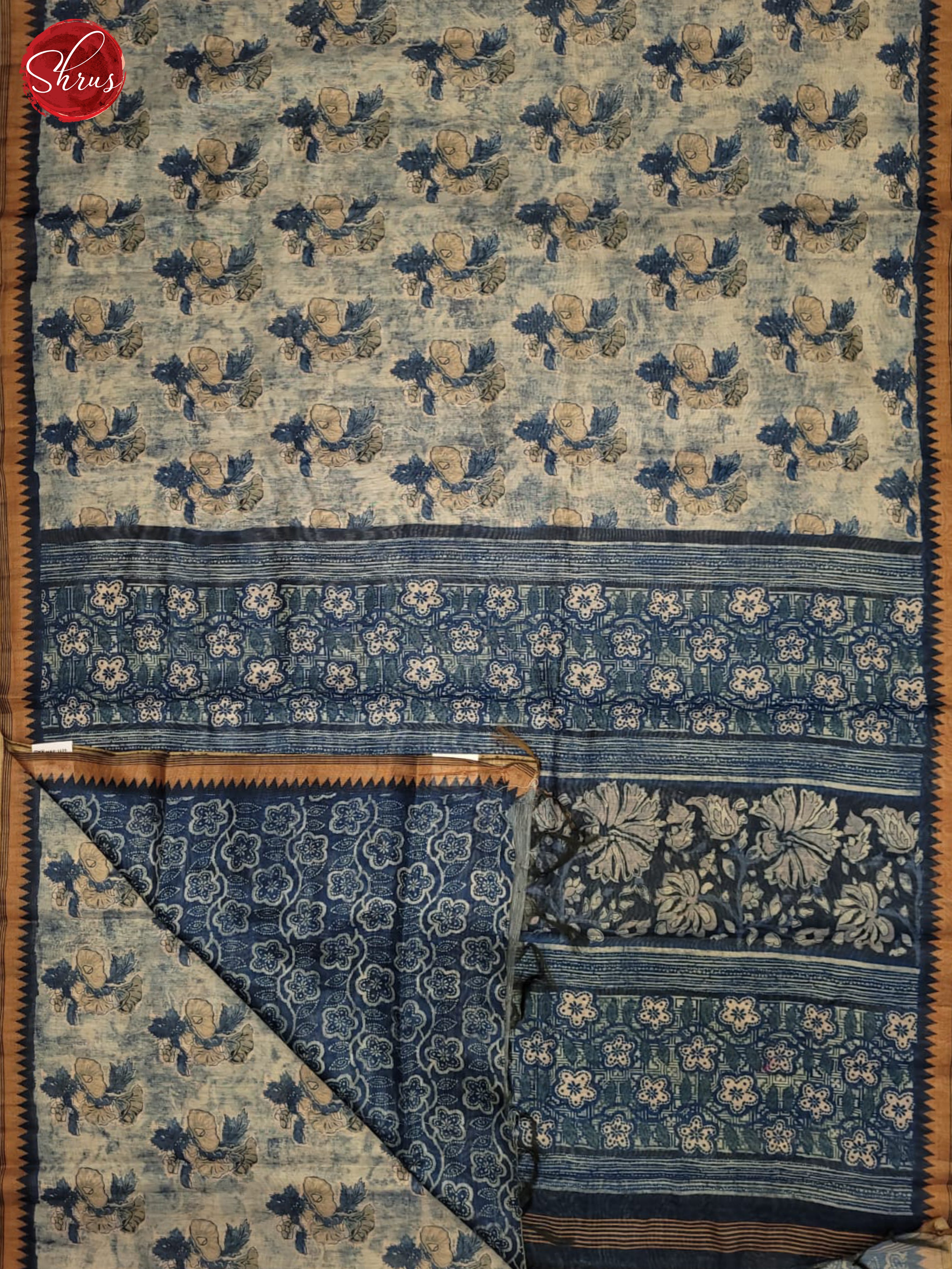 Light Blue & Blue - Semi gicha Saree - Shop on ShrusEternity.com