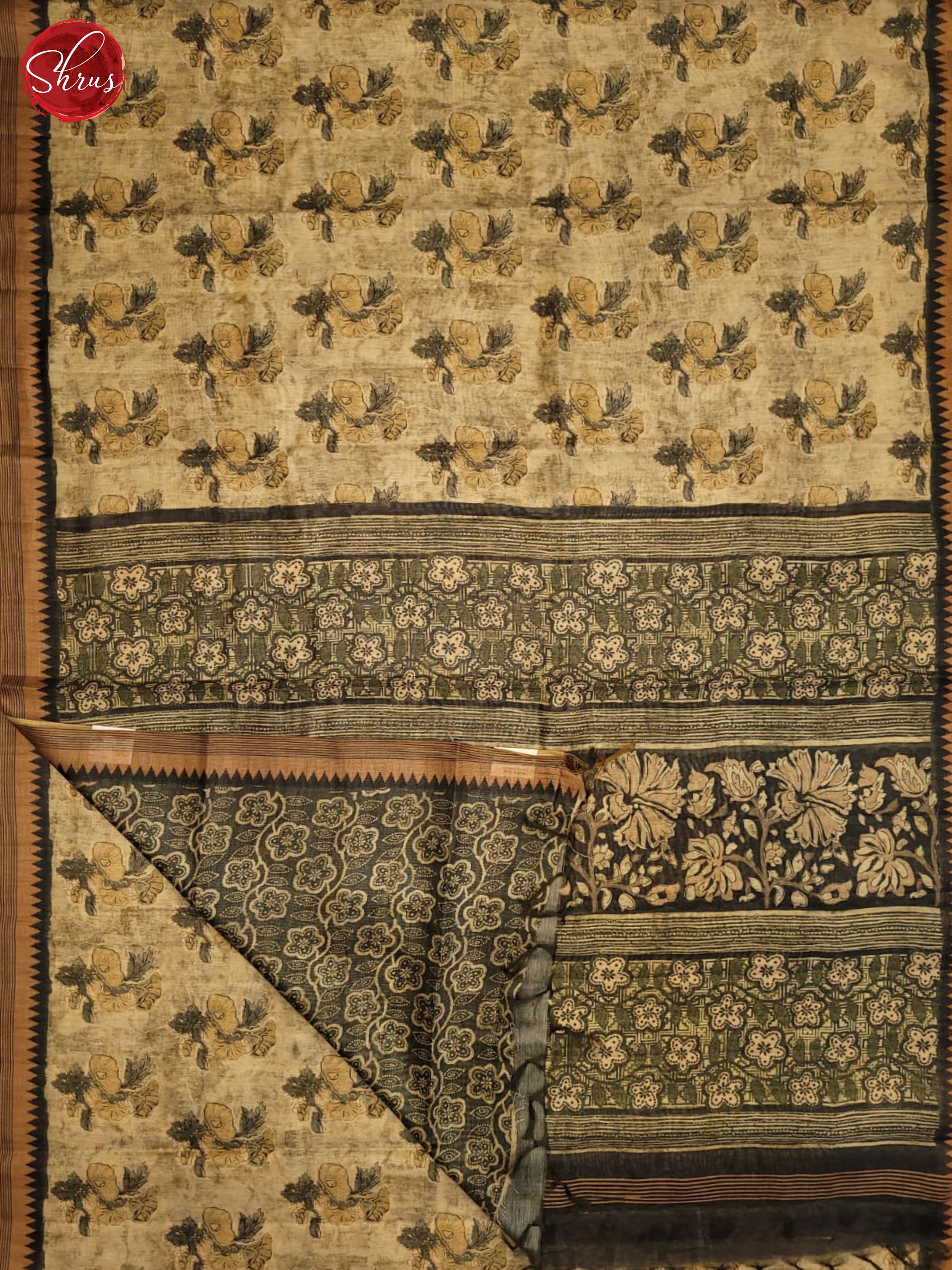 Elachi Green & Grey - Semi gicha Saree - Shop on ShrusEternity.com