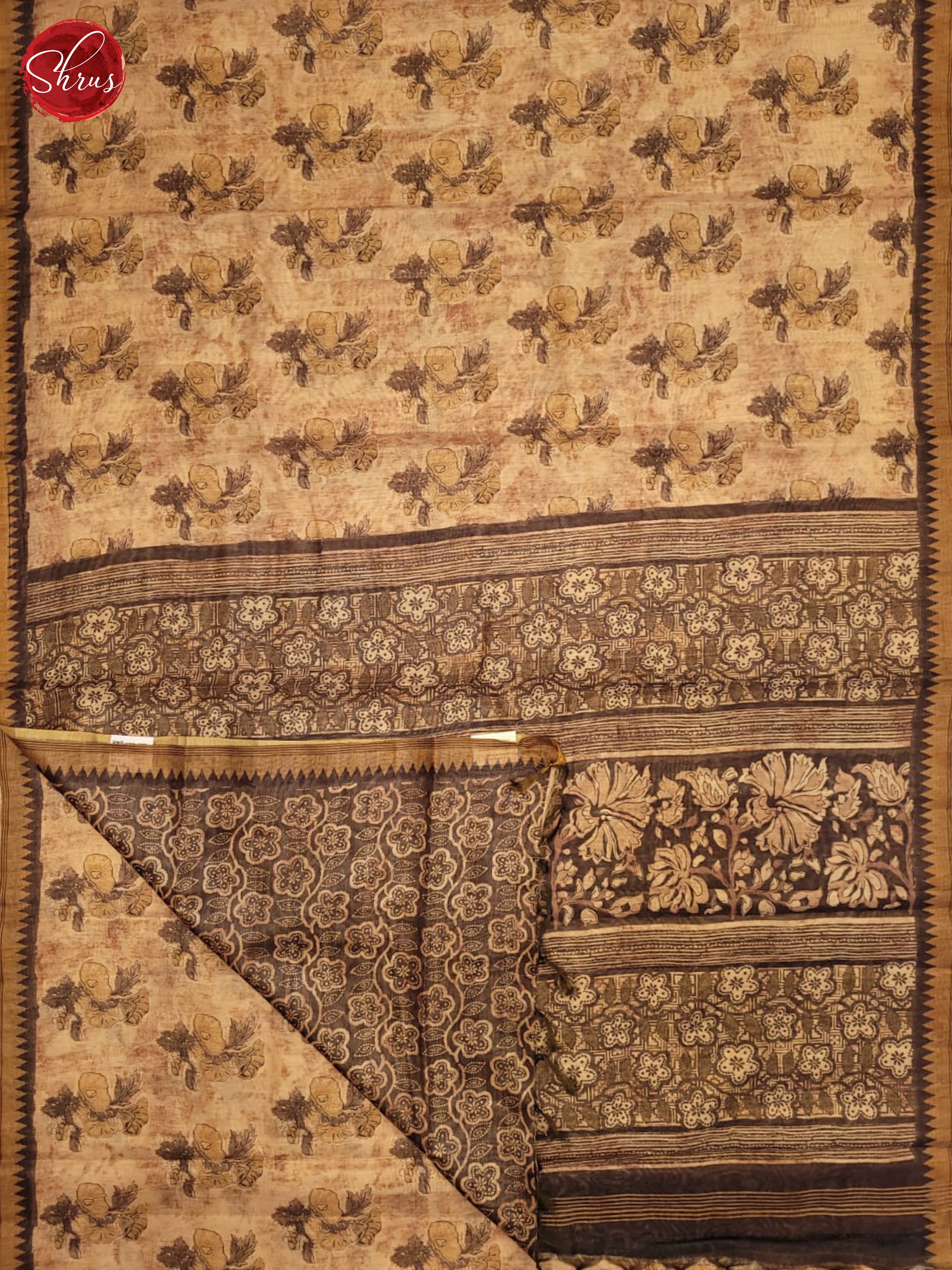 Light Brown - Semi gicha Saree - Shop on ShrusEternity.com