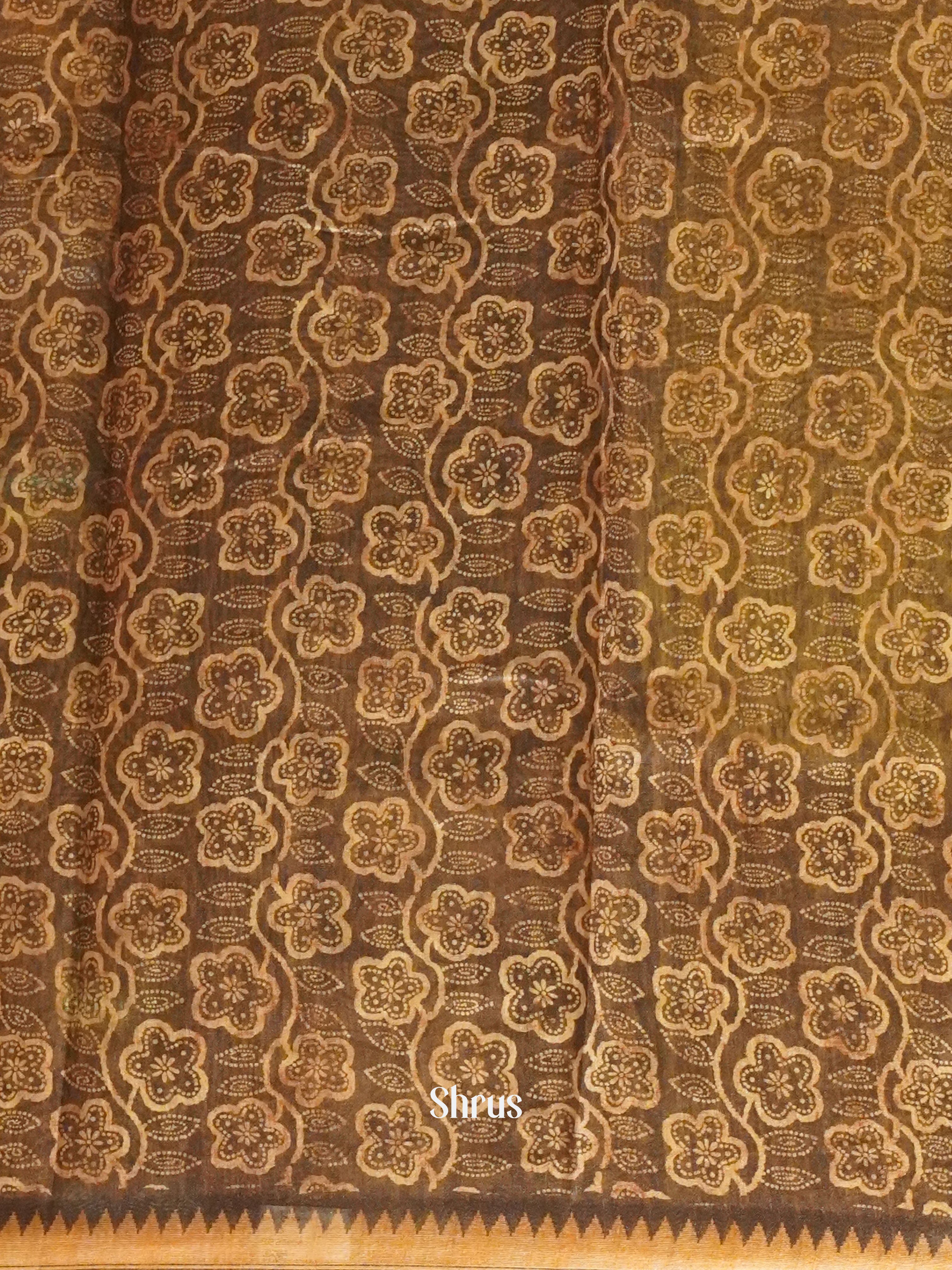 Light Brown - Semi gicha Saree - Shop on ShrusEternity.com