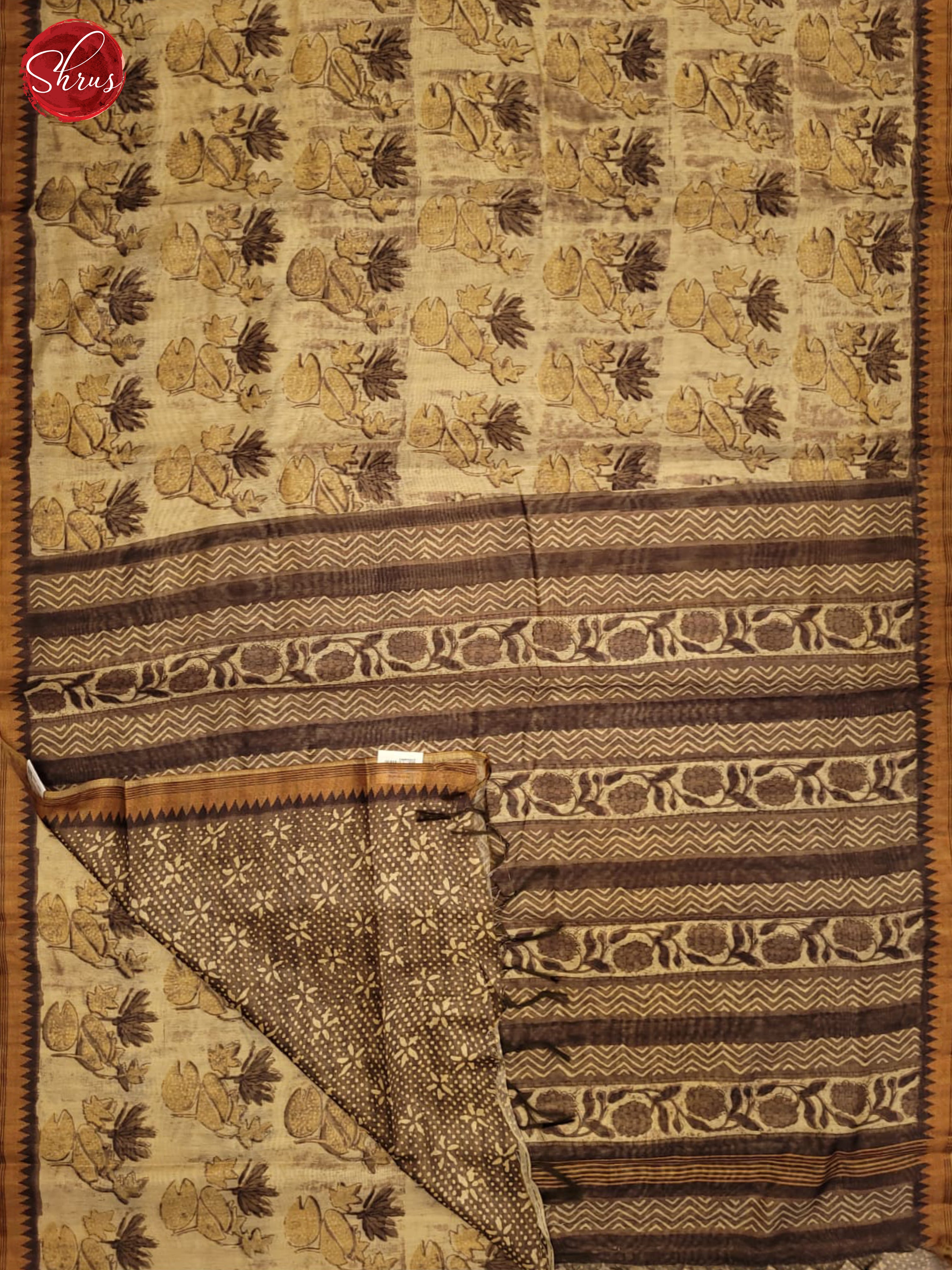 Light Brown & Brown - Semi gicha Saree - Shop on ShrusEternity.com