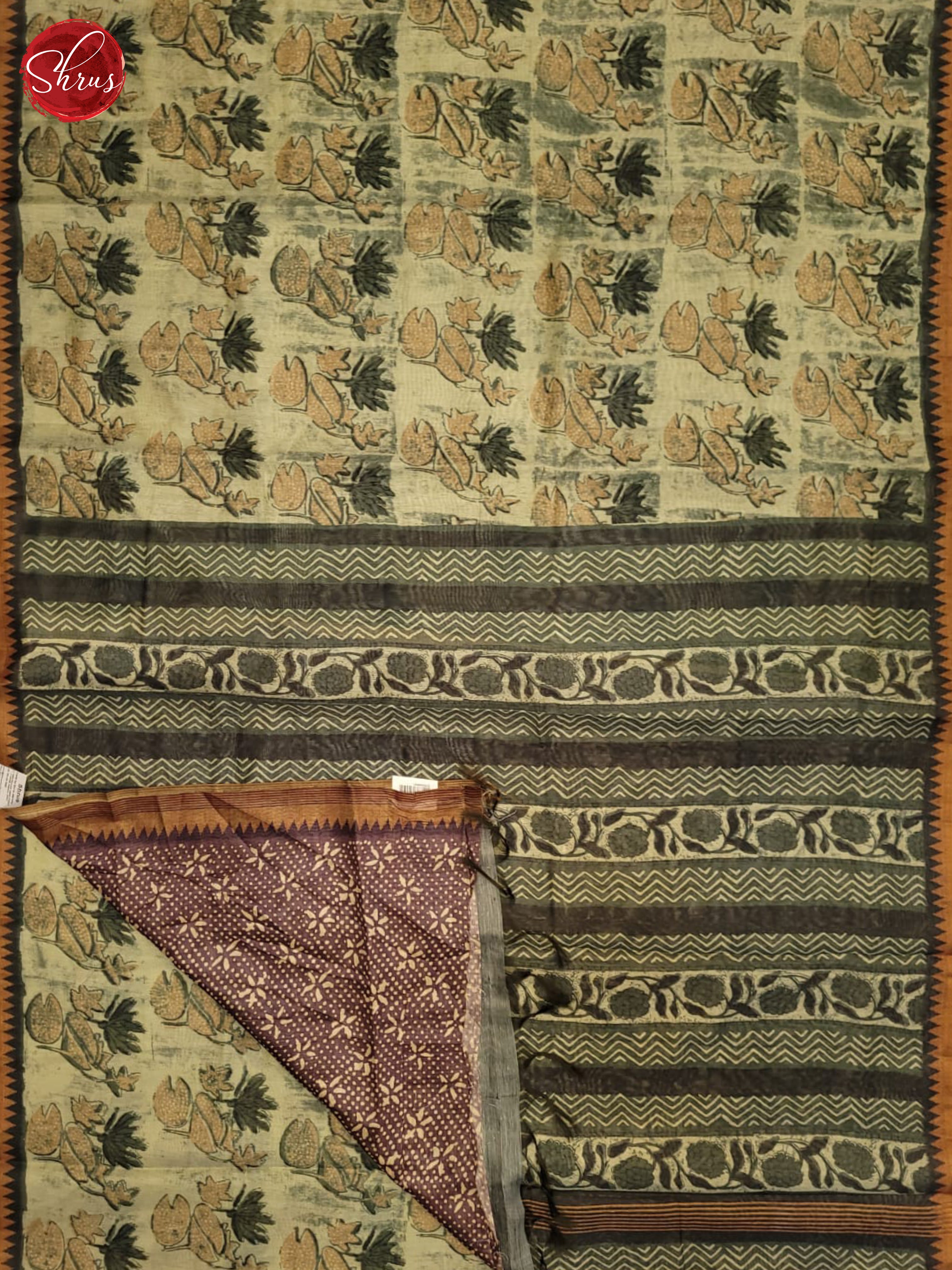 Green & Brown - Semi gicha Saree - Shop on ShrusEternity.com
