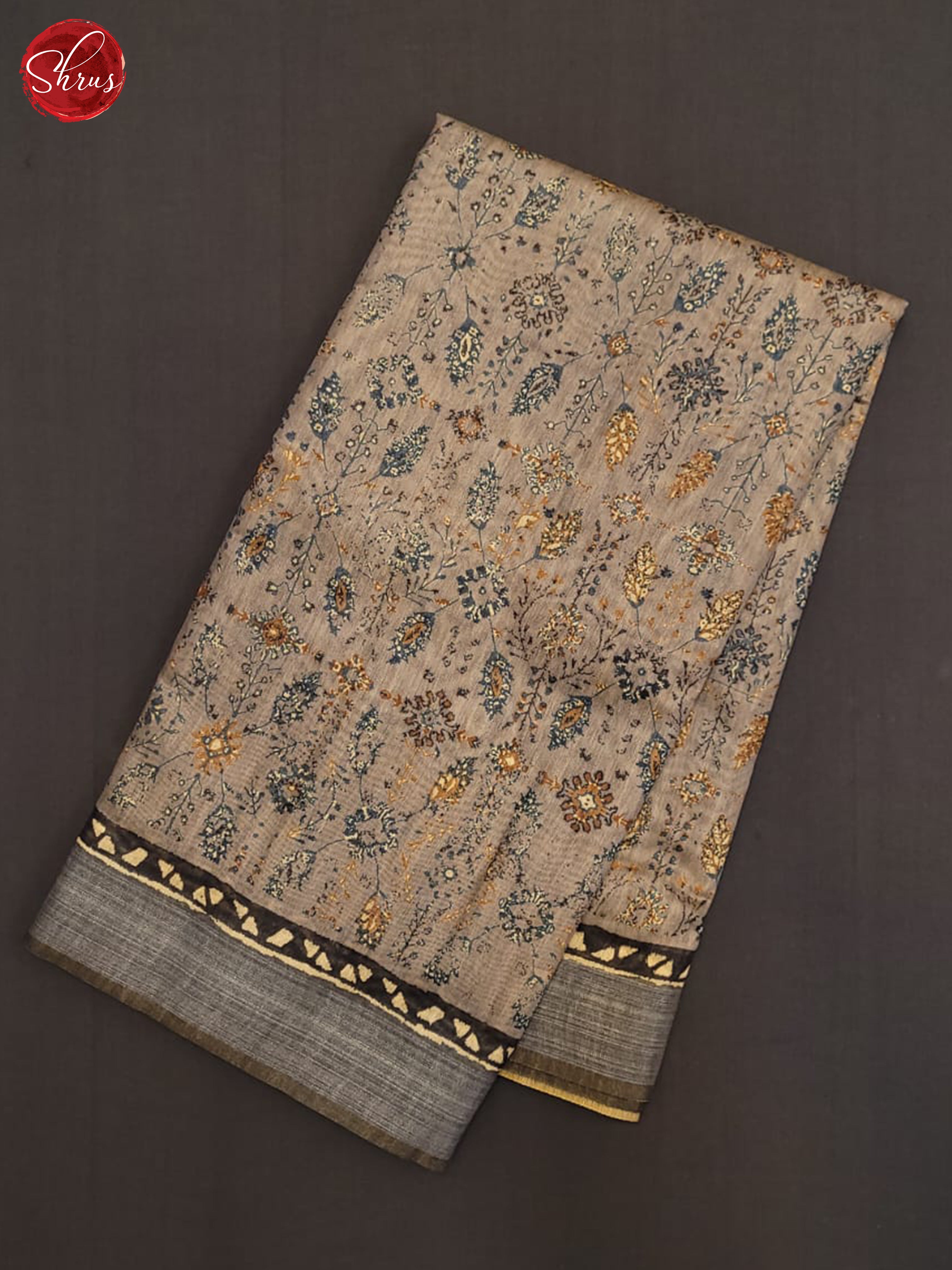 Grey - Semi gicha Saree - Shop on ShrusEternity.com