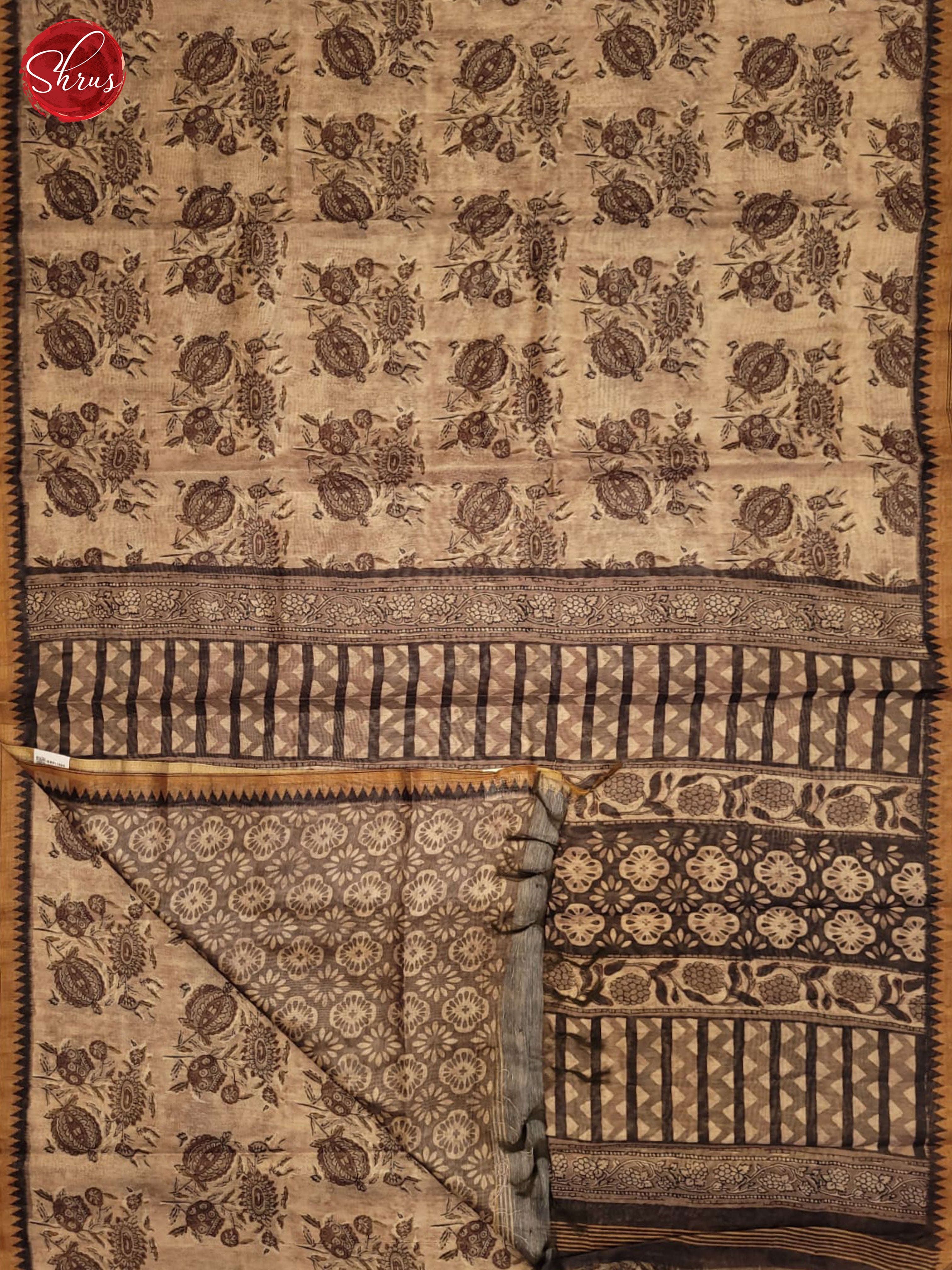 Light Brown & Brown - Semi gicha Saree - Shop on ShrusEternity.com
