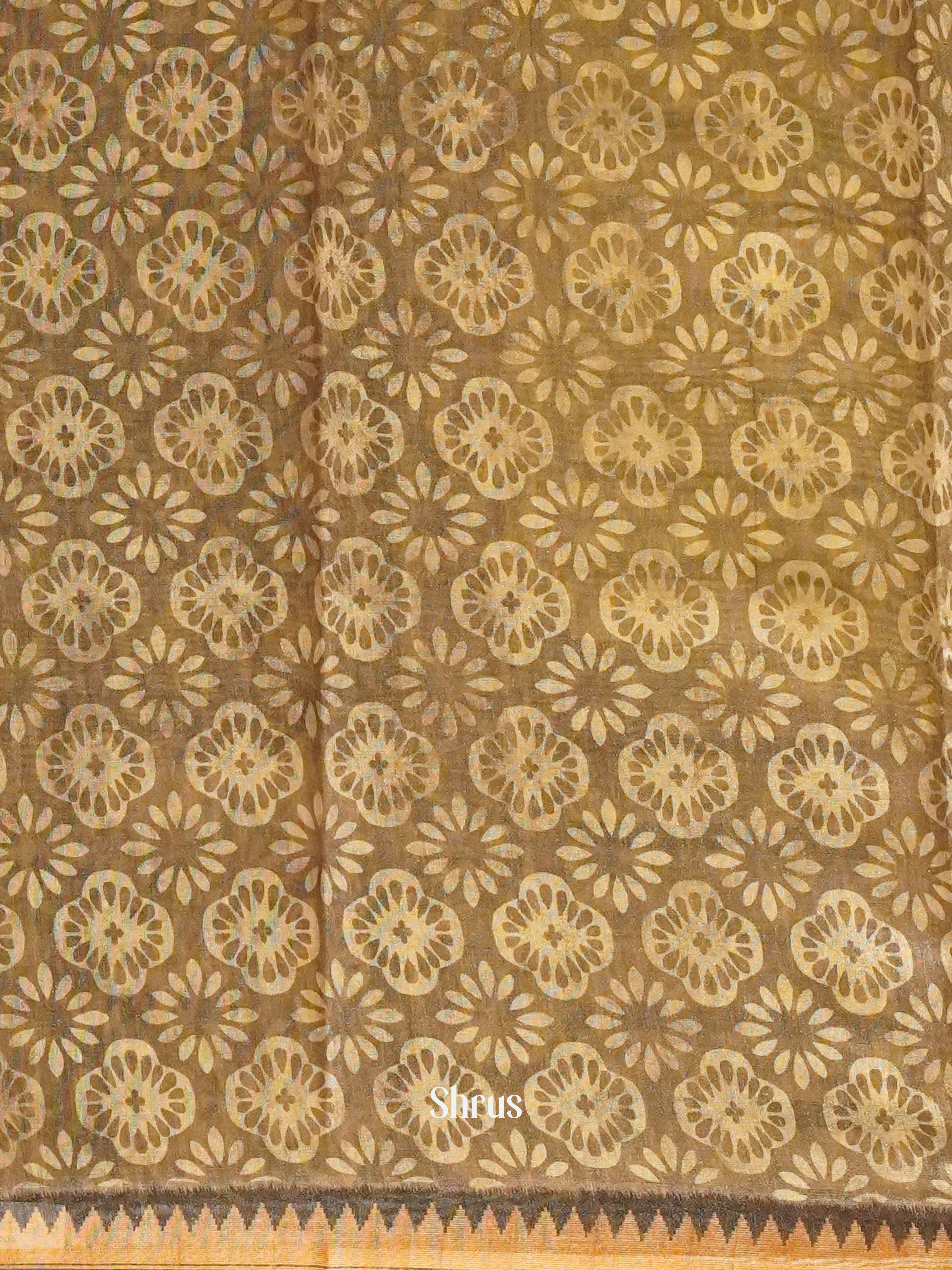 Light Brown & Brown - Semi gicha Saree - Shop on ShrusEternity.com