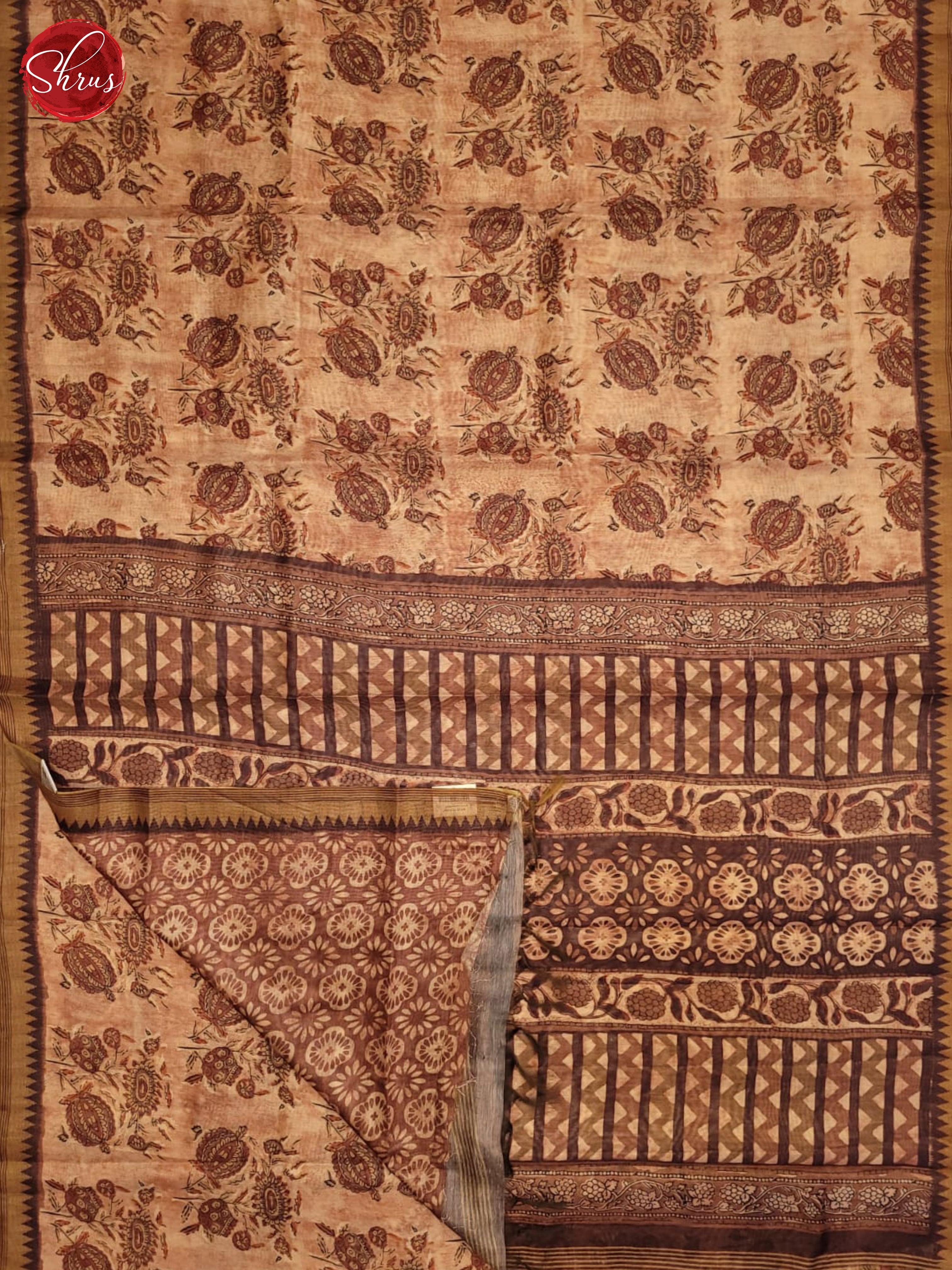 Brown - Semi gicha Saree - Shop on ShrusEternity.com