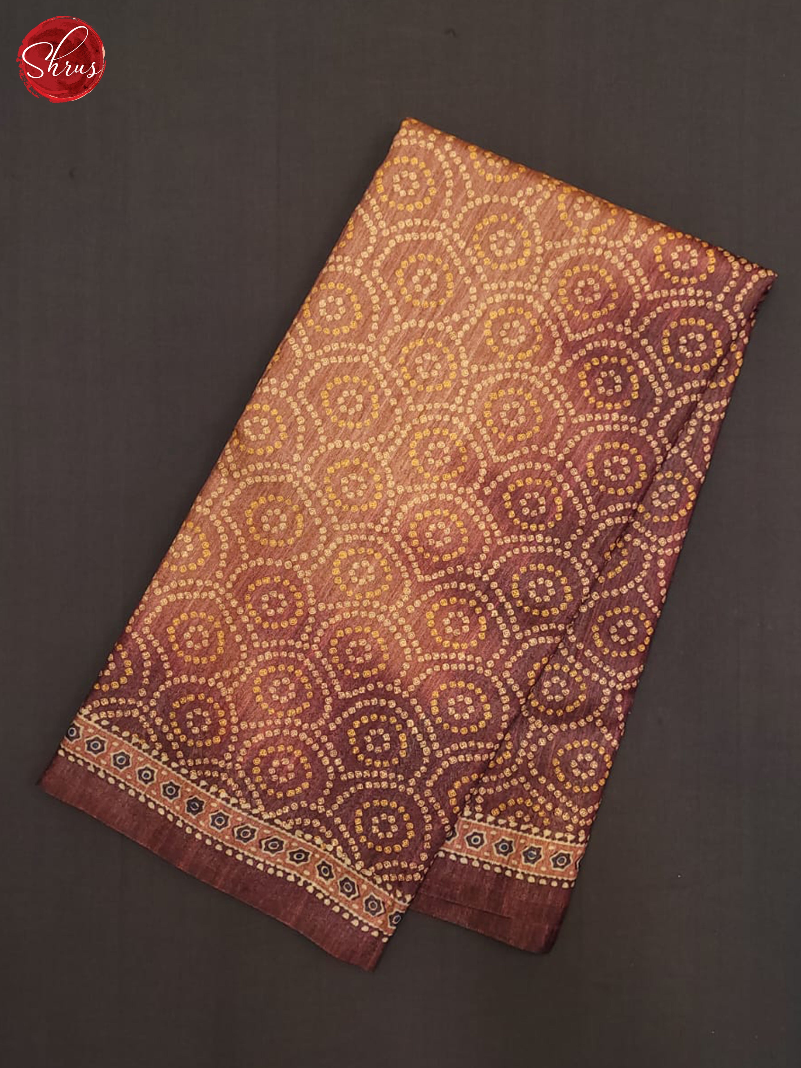 Onion peel & Brown- Semi gicha Saree - Shop on ShrusEternity.com