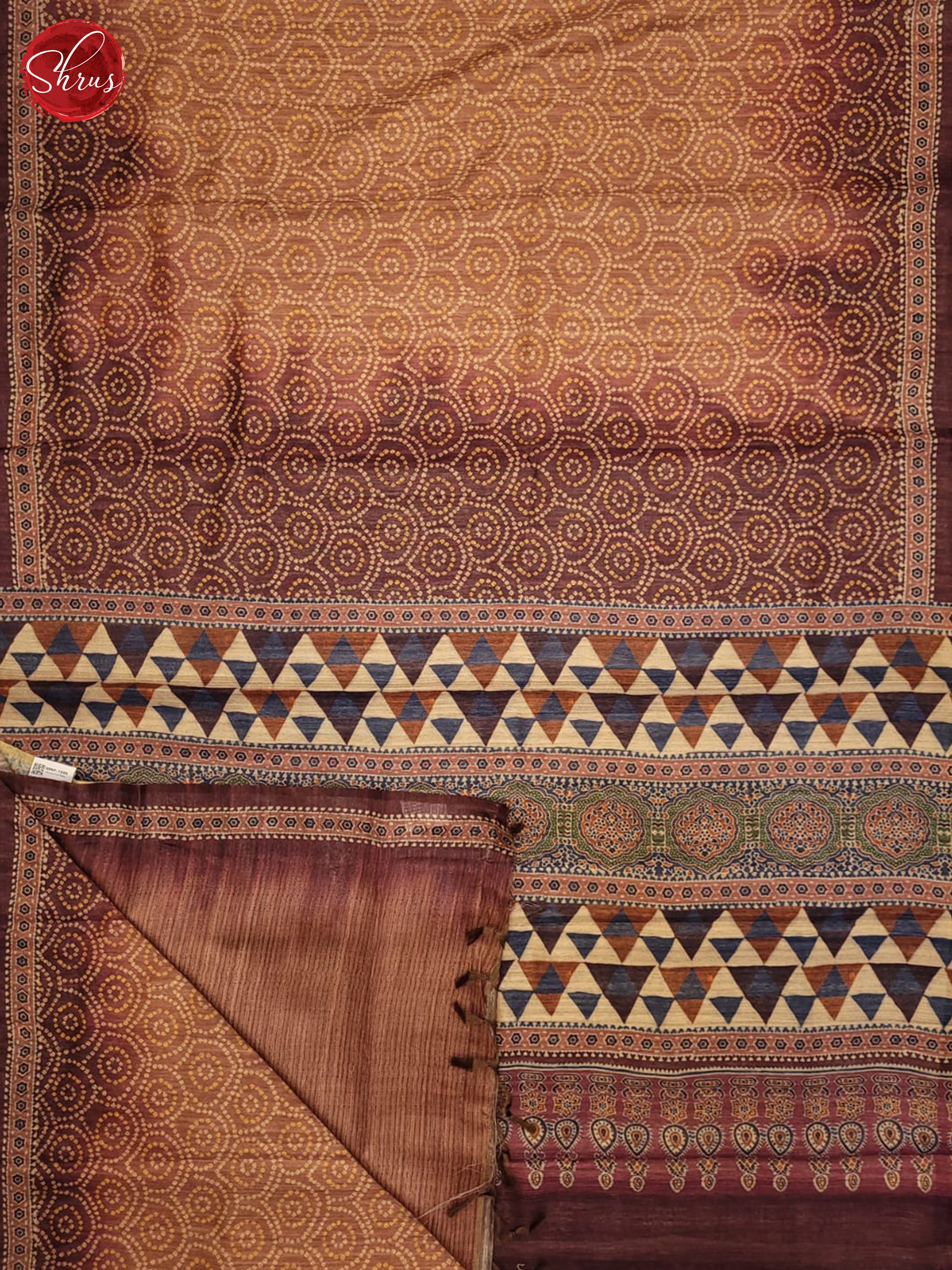 Onion peel & Brown- Semi gicha Saree - Shop on ShrusEternity.com