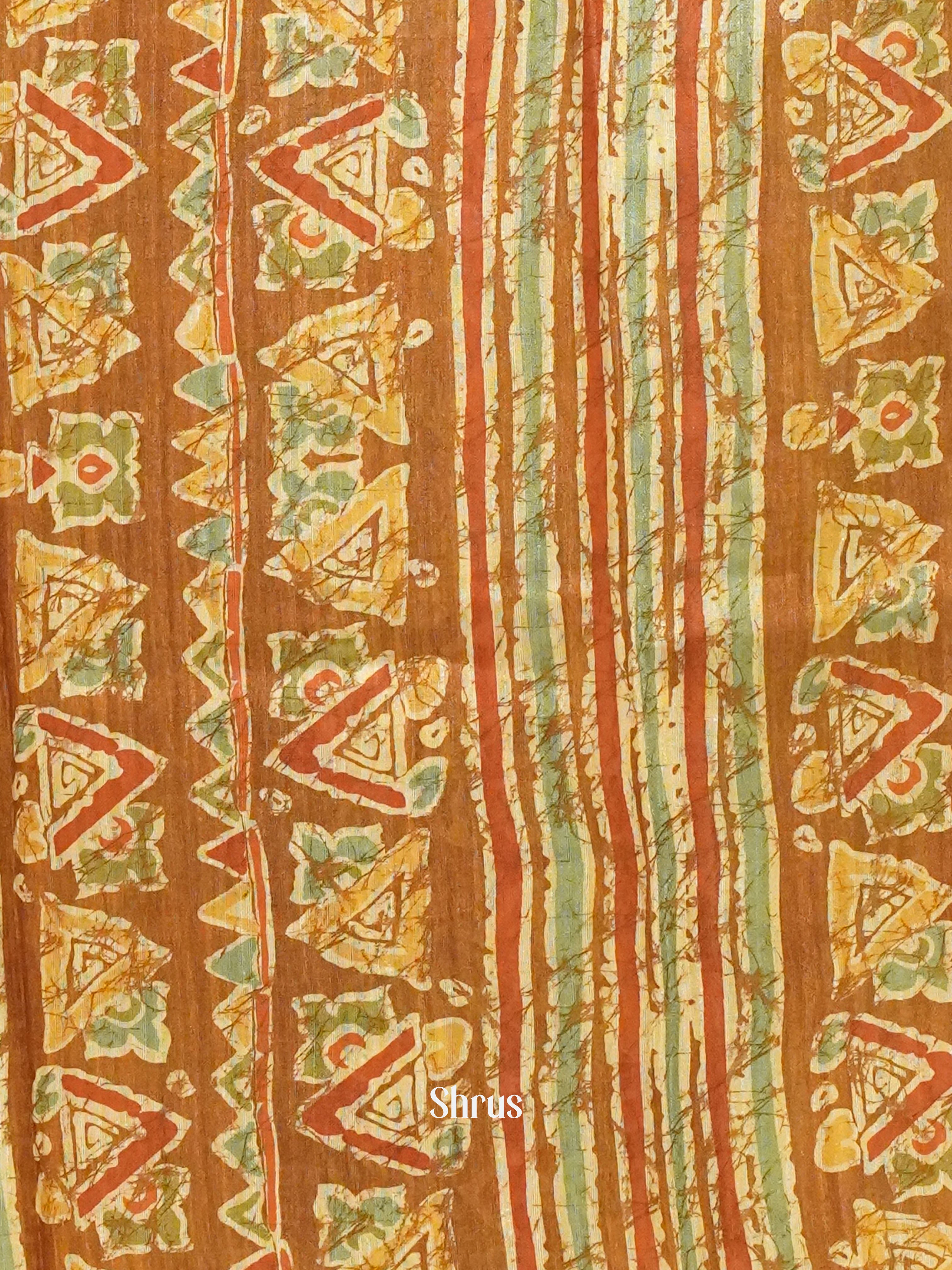 Light Brown- Semi gicha Saree - Shop on ShrusEternity.com