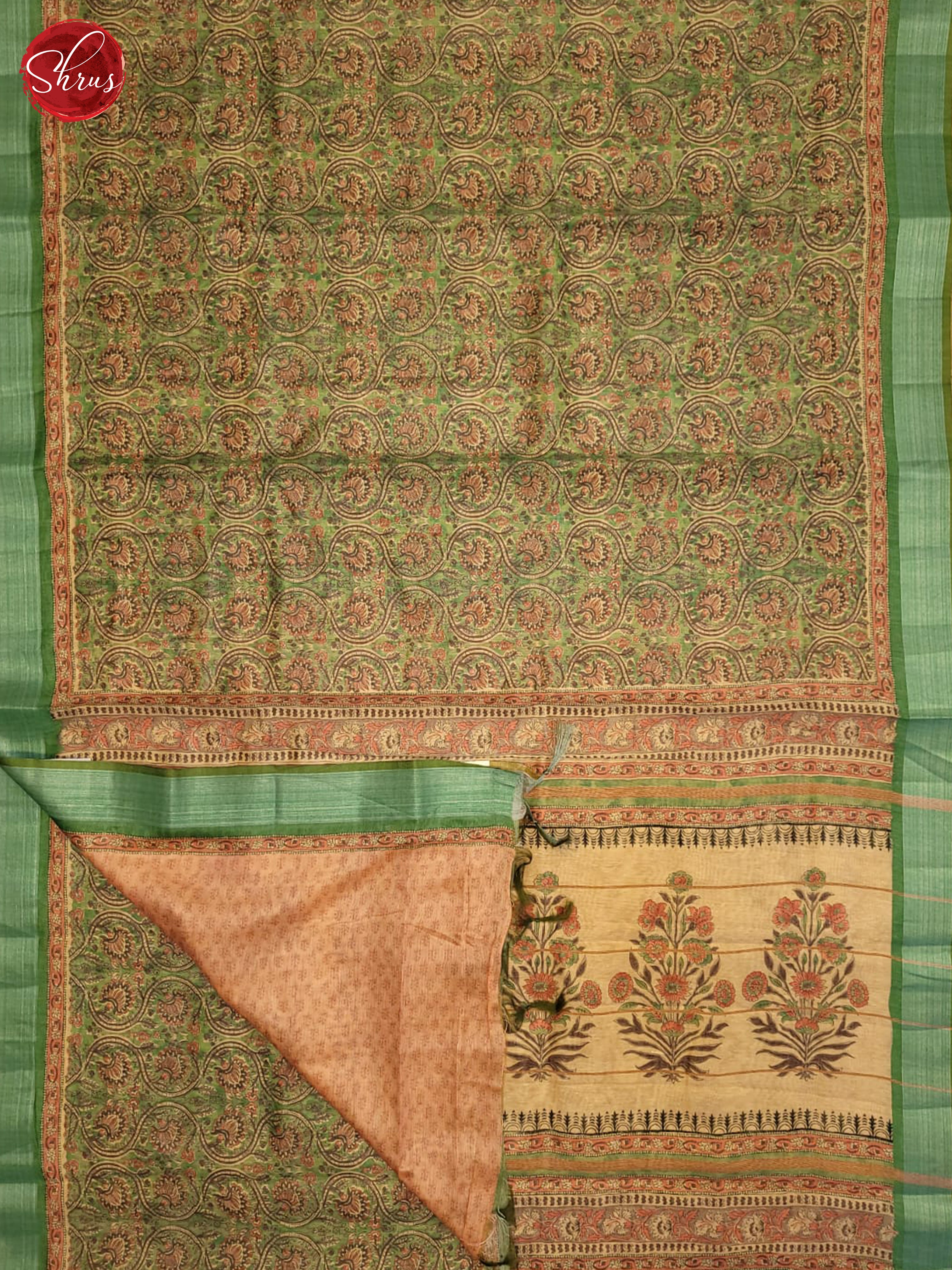 Green & Onion Pink- Semi gicha Saree - Shop on ShrusEternity.com